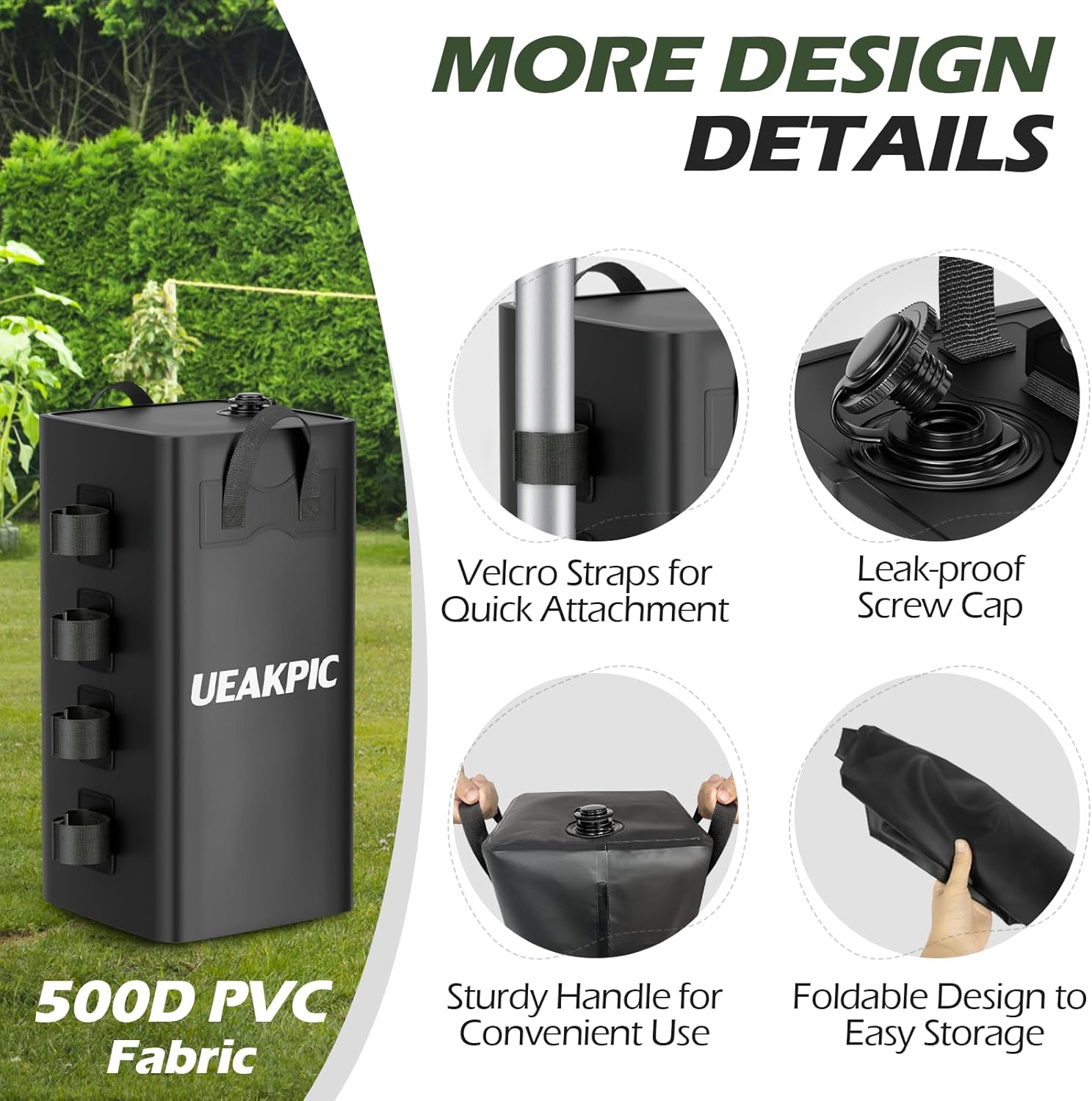 Canopy Weights, 220 LBS Heavy Duty Set of 4 Tent Water Leg Bags for Outdoor Gazebos, Umbrellas, Pergolas, Sunshades & Patio Furniture (Black 25L x 4)