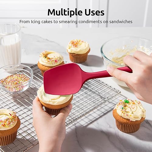 Miniatura 8 de U-Taste Juego de espátulas de silicona para cucharas 480F resistente al calor de grado alimenticio flexible de goma flexible, antiadherente, para
