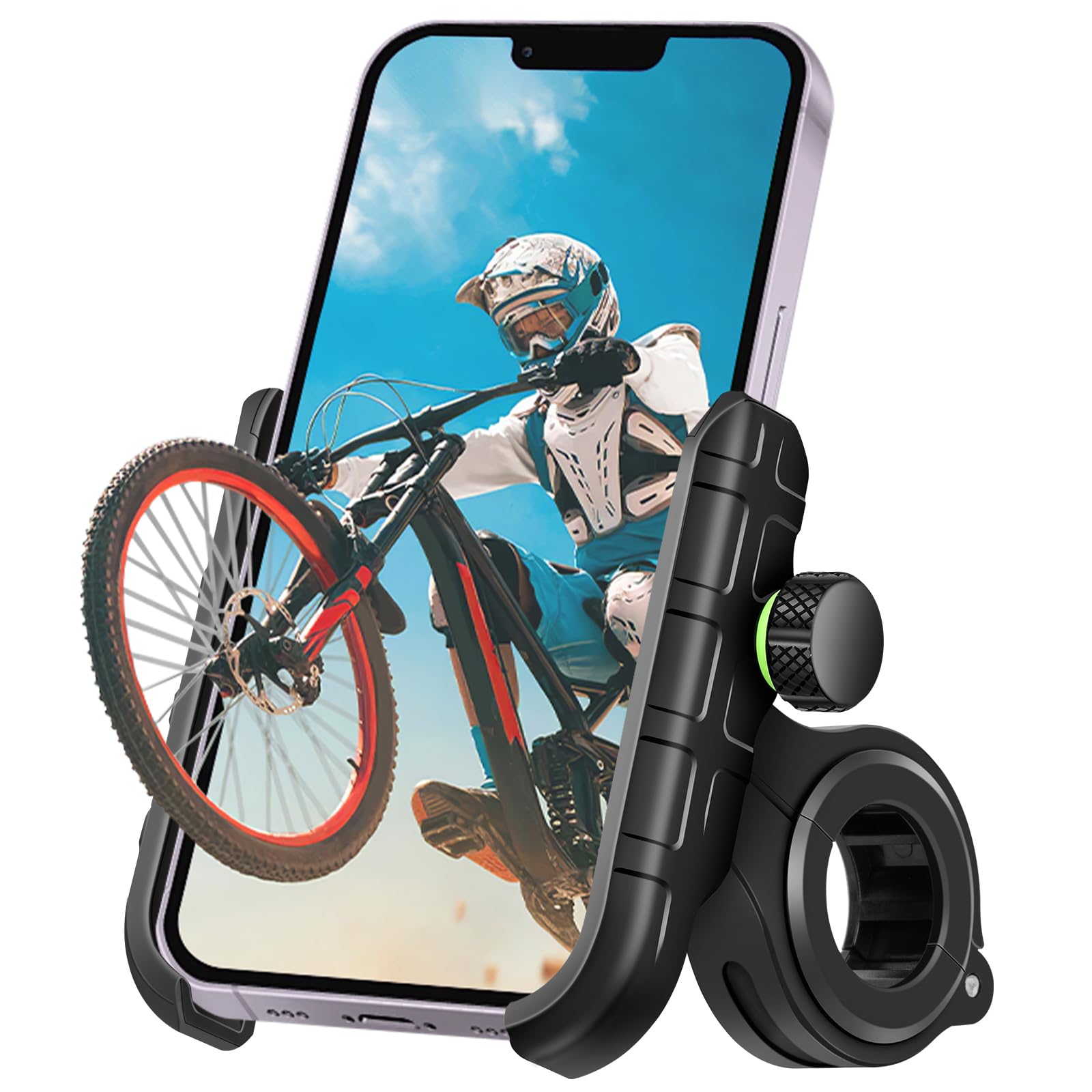 Porta Cellulare Bici, Supporto Telefono per Moto Universale Anti-Shake, Supporto Smartphone per Bici Manubrio MTB Scooter 360° Rotabile Compatibile con 3.5"-7.0" iPhone Samsung Huawei (Nero)