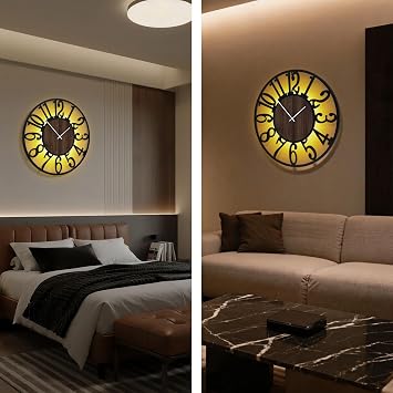 Maxstar Large Wall Clock 76cm, Vintage Skeleton Silent Metal Wall Clock