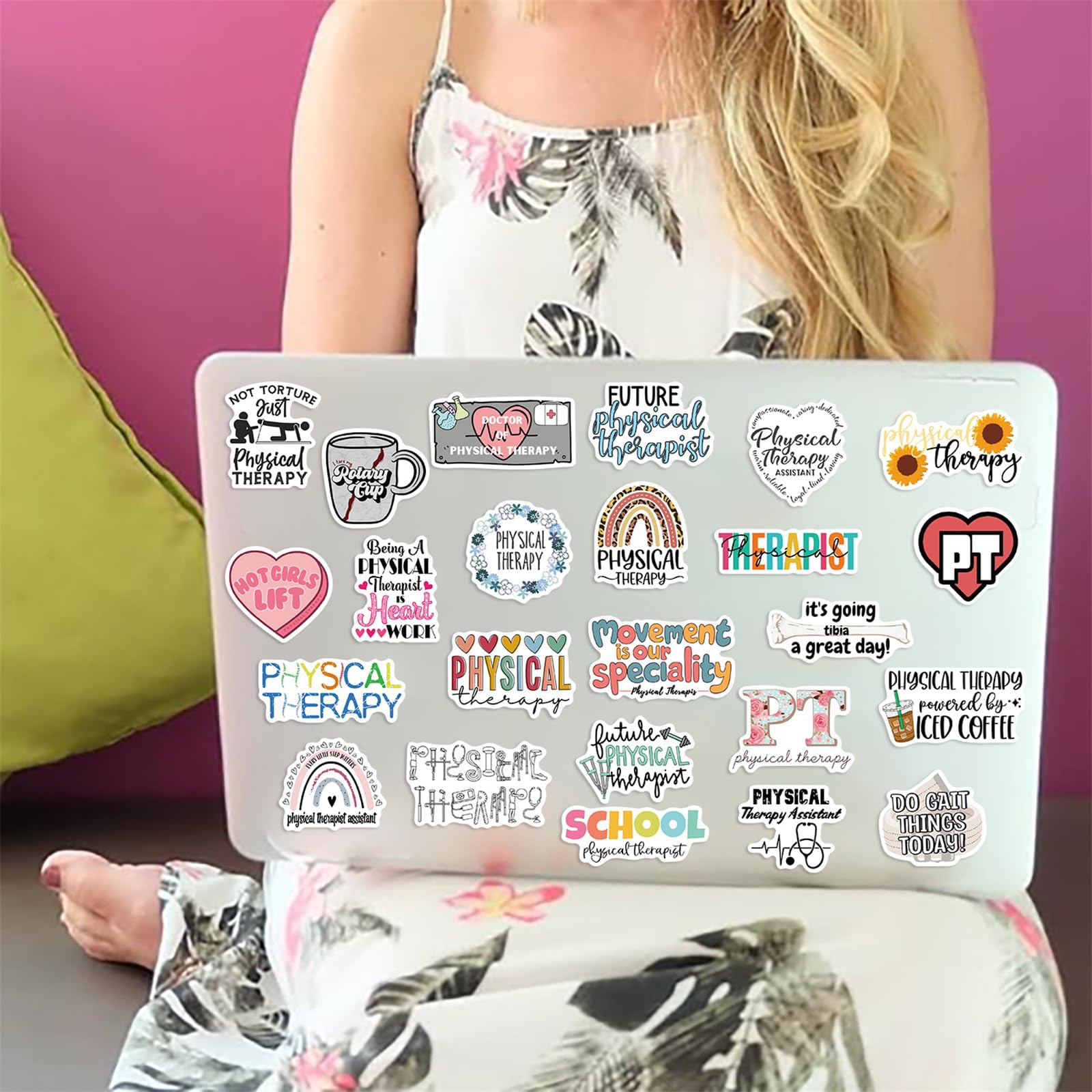 50PCS Physical Therapy Stickers Nutritional Balance Graffiti Aesthetics Therapist Waterproof Vinyl Decals for Bottles, Laptop,Luggage, Phone case - Gifts for Physiotherapist (Colourful-5)