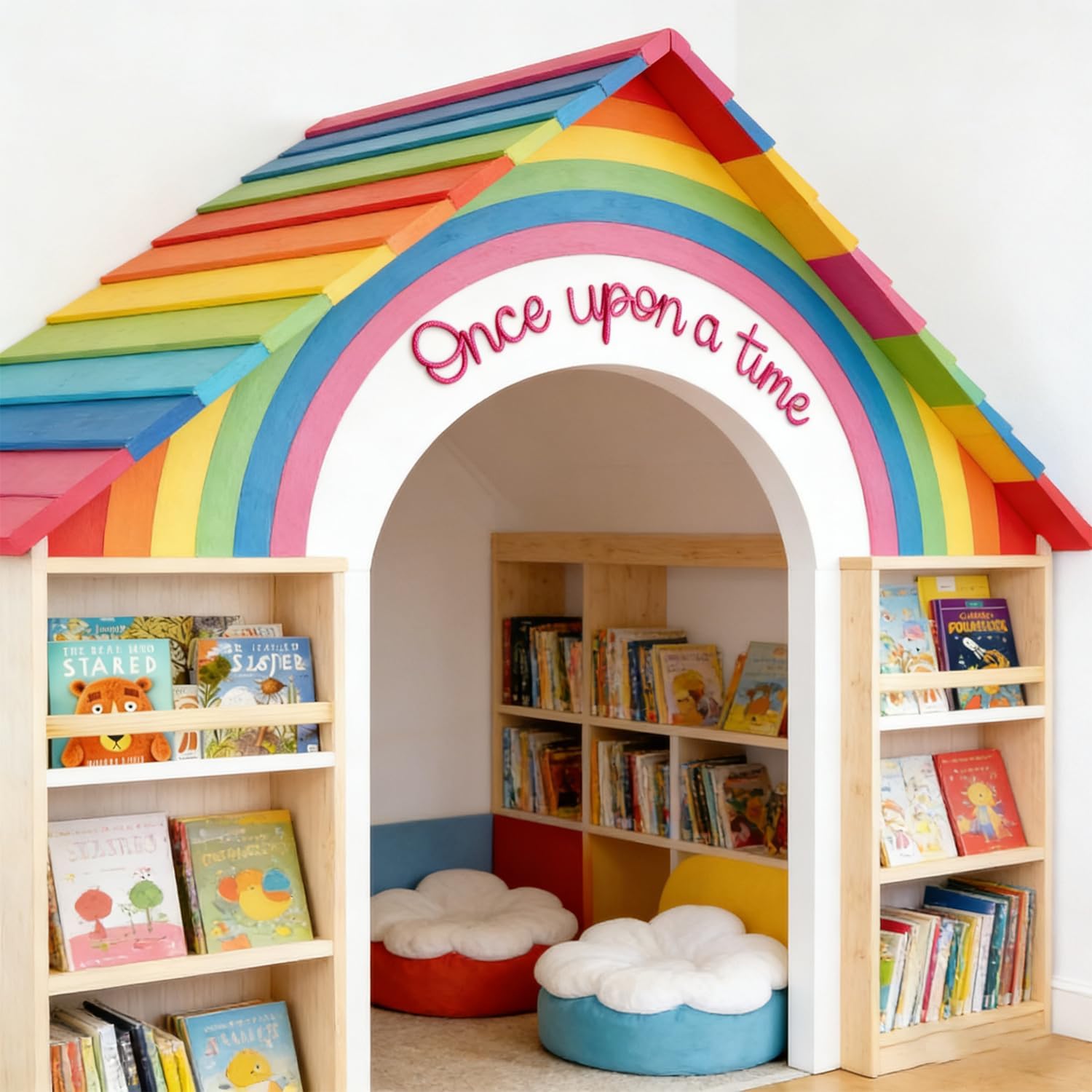 Once Upon a Time Sign Nursery Decor Once Upon a Time wire Wall Sign Decor for Reading Corner Kids Room Family Bookshelf Home Décor Birthday Present DIY Decoration (Rose)