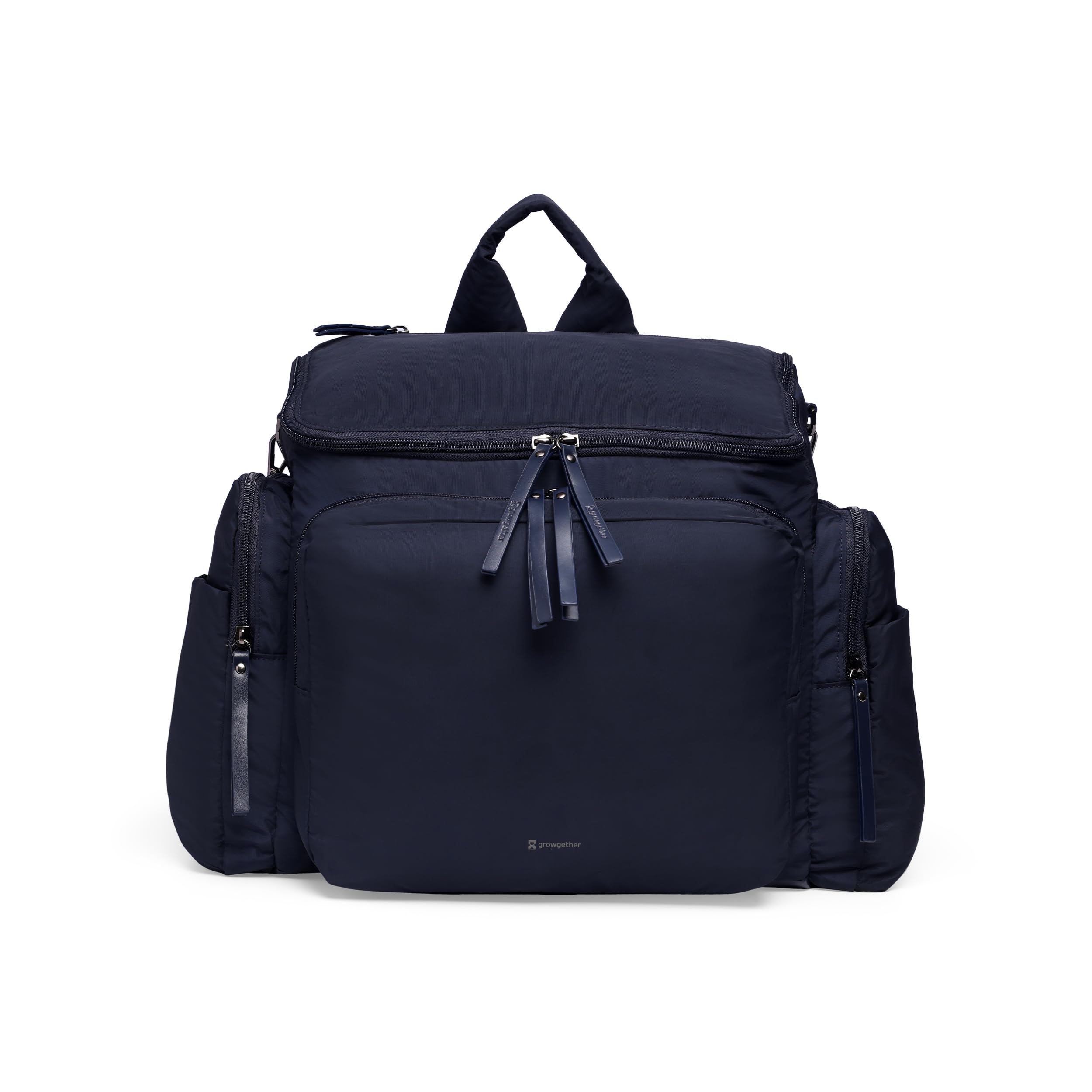 Growgether Multifunctional Diaper Bag | Convertible Sling & Backpack, Stroller Straps, luggage sleeve | Vegan Leather Base | Thermal Pockets, Changing Mat, Tech Storage | Water Repellent-image-41