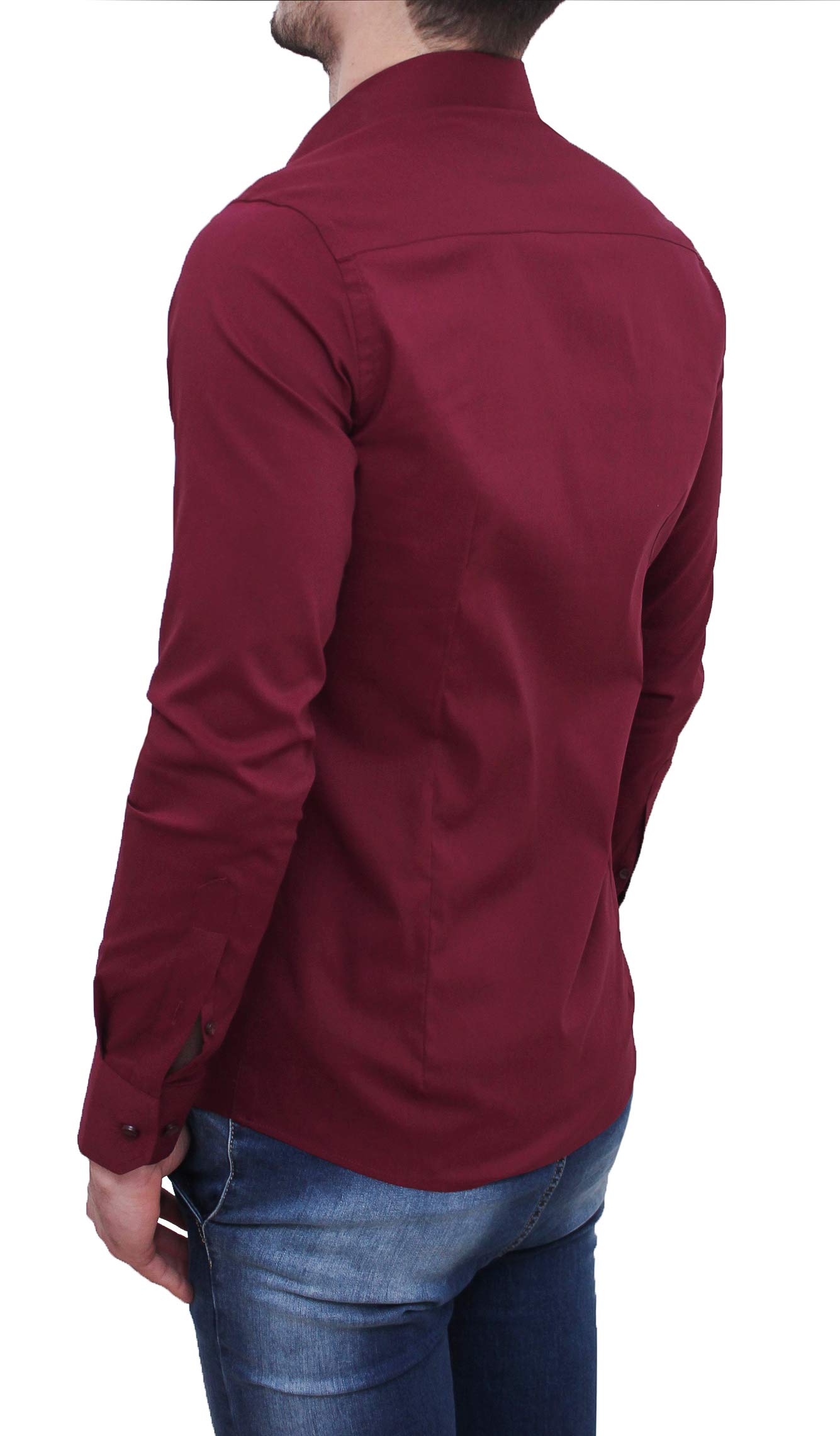 Evoga Camicia Uomo Sartoriale Rosso Bordeaux Formale Elegante Cotone