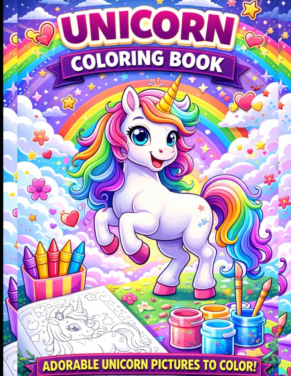Cute Unicorn Coloring Book for Kids.: 85 Magical & Adorable Unicorn Pages for Relaxing Fun, Creative Play, and Screen-Free Imagination.