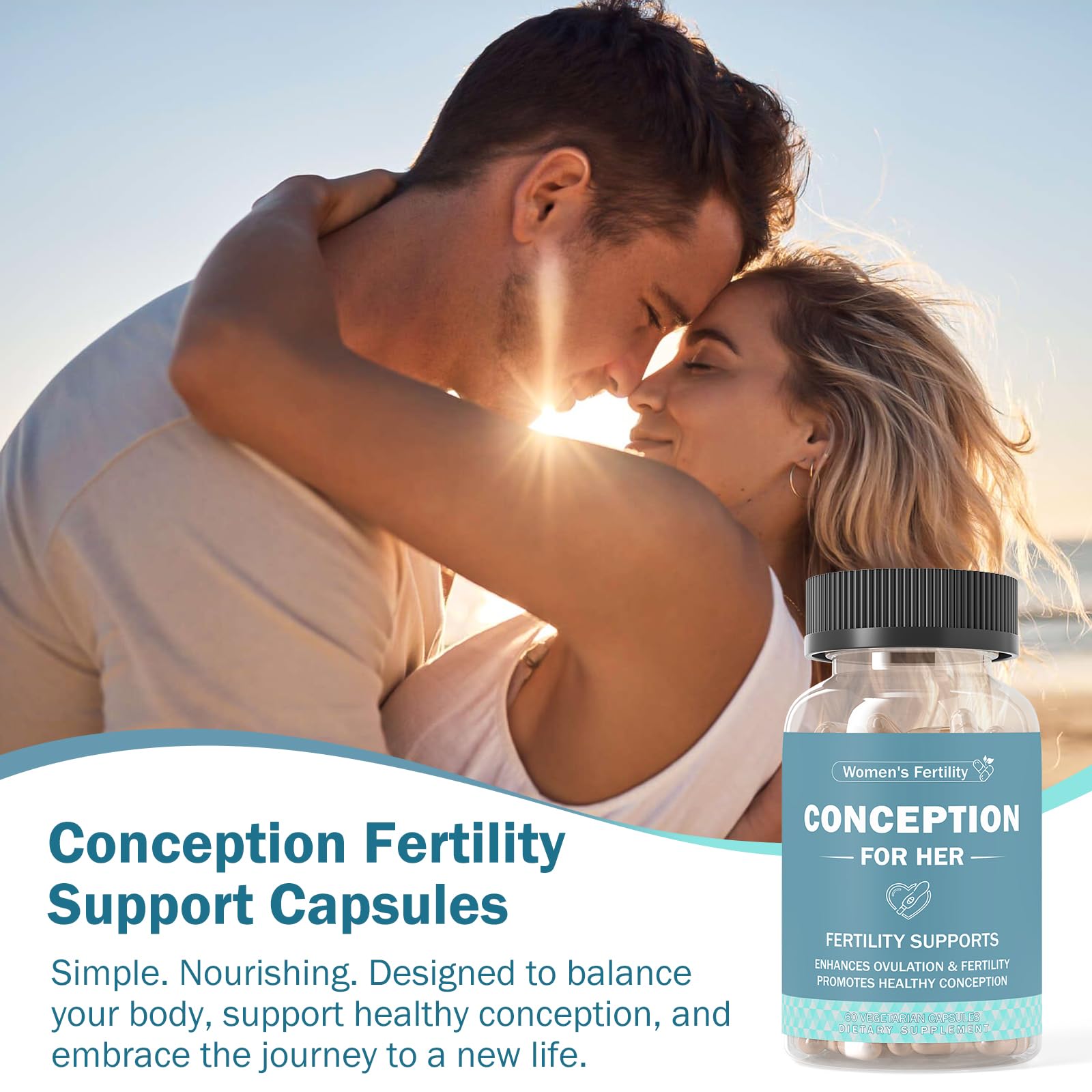 Fertility Support Supplement for Women – Promotes Ovulation, Hormonal Balance & Regular Cycles – Prenatal Vitamin with Myo-Inositol, Folate, Folic Acid, Vitex – 60 Capsules