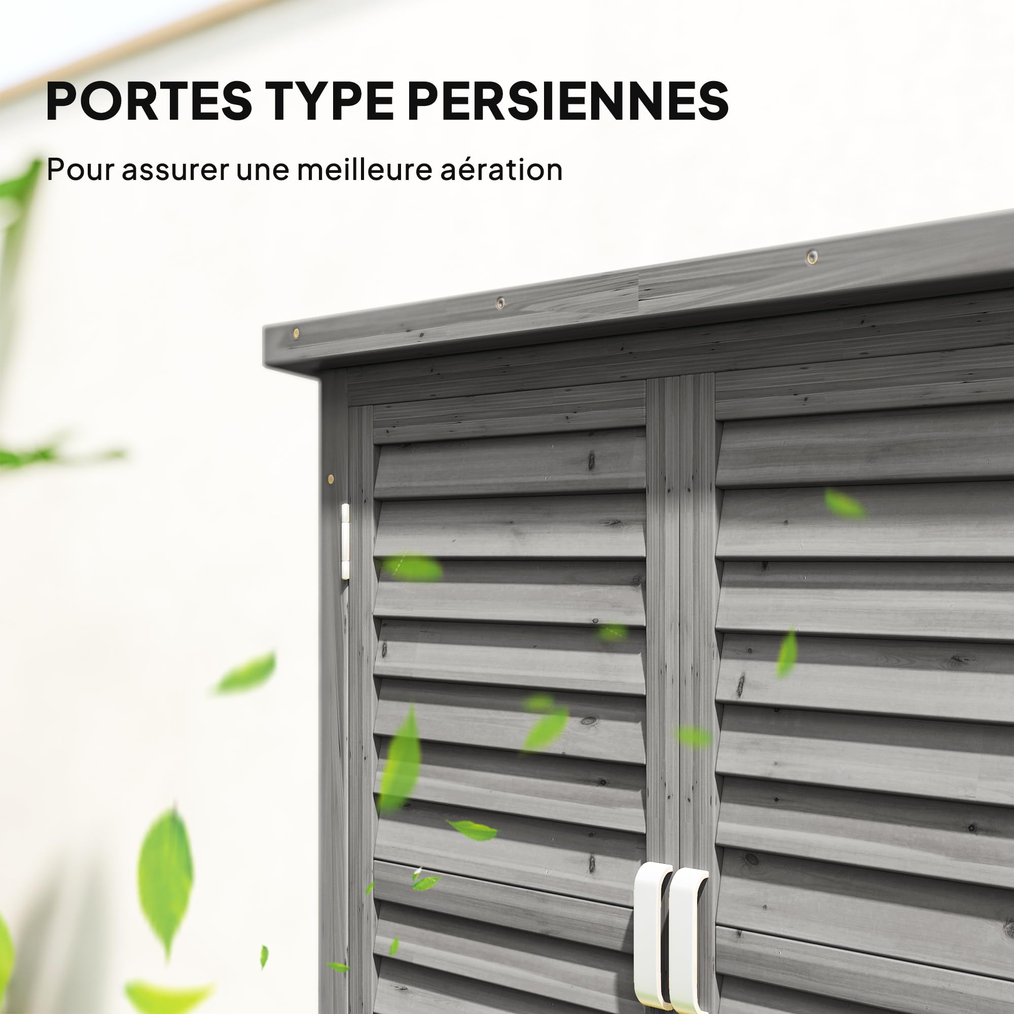 Outsunny Armoire de Jardin abri Jardin Remise pour Outils sur Pied dim. 87L x 46,5l x 96,5H cm étagère Portes persiennes Toit bitumé Gris