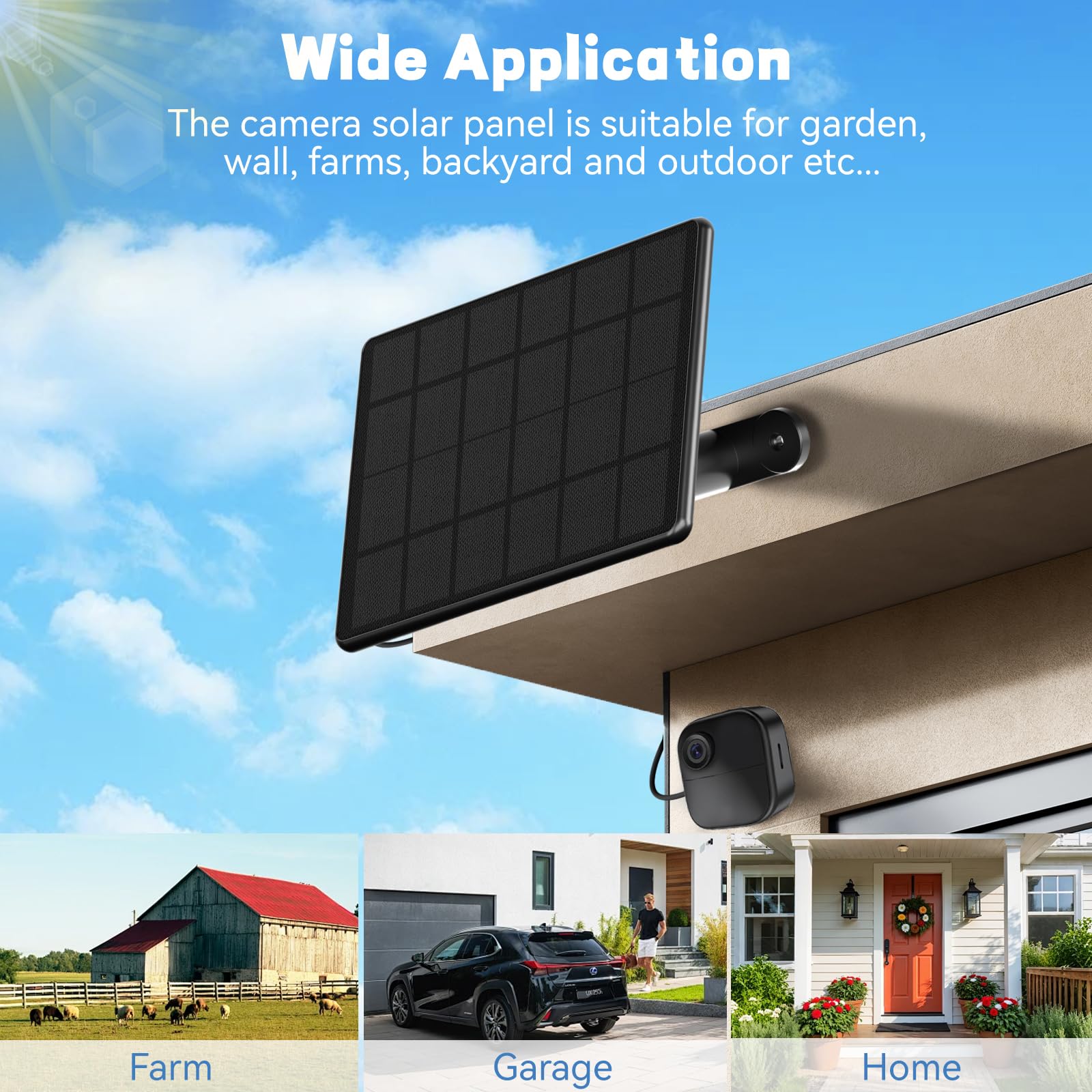 Panel słoneczny 6 W do kamery Blink, wysokowydajne monokrystaliczne silikonowe panele słoneczne kompatybilne z Blink Outdoor 2K+, 4 (4. generacji)/(3. generacji)/XT3, XT2/XT, IP66 odporny na działanie