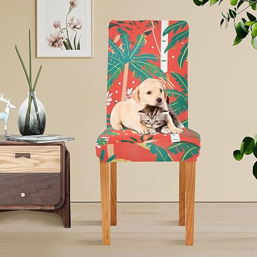 Miniatura 5 de Summer Tropical Trees Decorative Chair Covers for Living Room for Home, Restaurant, Banquet Soft Stool Covers cubre sillas para comedor Set of 4