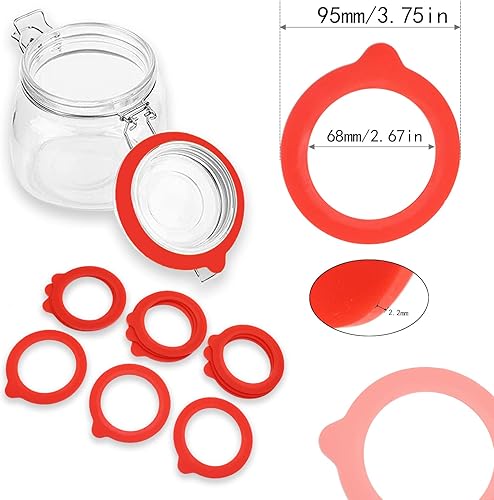 Miniatura 2 de JUN 12 juntas de silicona de repuesto para frascos, sellos de goma de grado alimenticio, anillos herméticos de sellado de juntas de silicona de 3.75