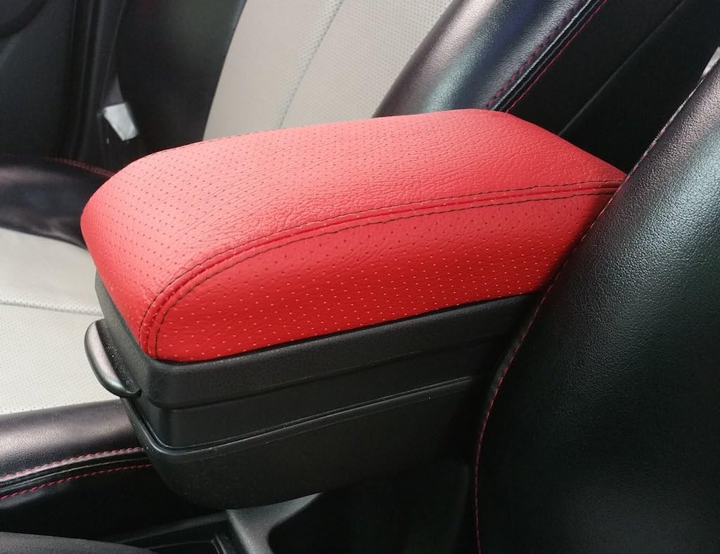 RedlineGoods armrest Cover - OEM Honda armrest Compatible with Honda Fit 2007-13. Tailor Made - not Universal. Genuine top-Grade Italian Black Perforated Leather with Black Thread