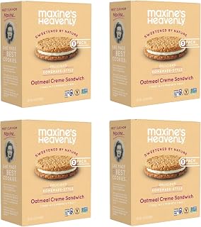 Maxine's Heavenly Soft Baked Creme Sandwich Cookies | Prebiotic Fiber, Low Sugar, Vegan Snacks, Plant Based Snack, Gluten Free Snack - Healthy Snacks | 4 Pack (Oatmeal Creme Sandwich)