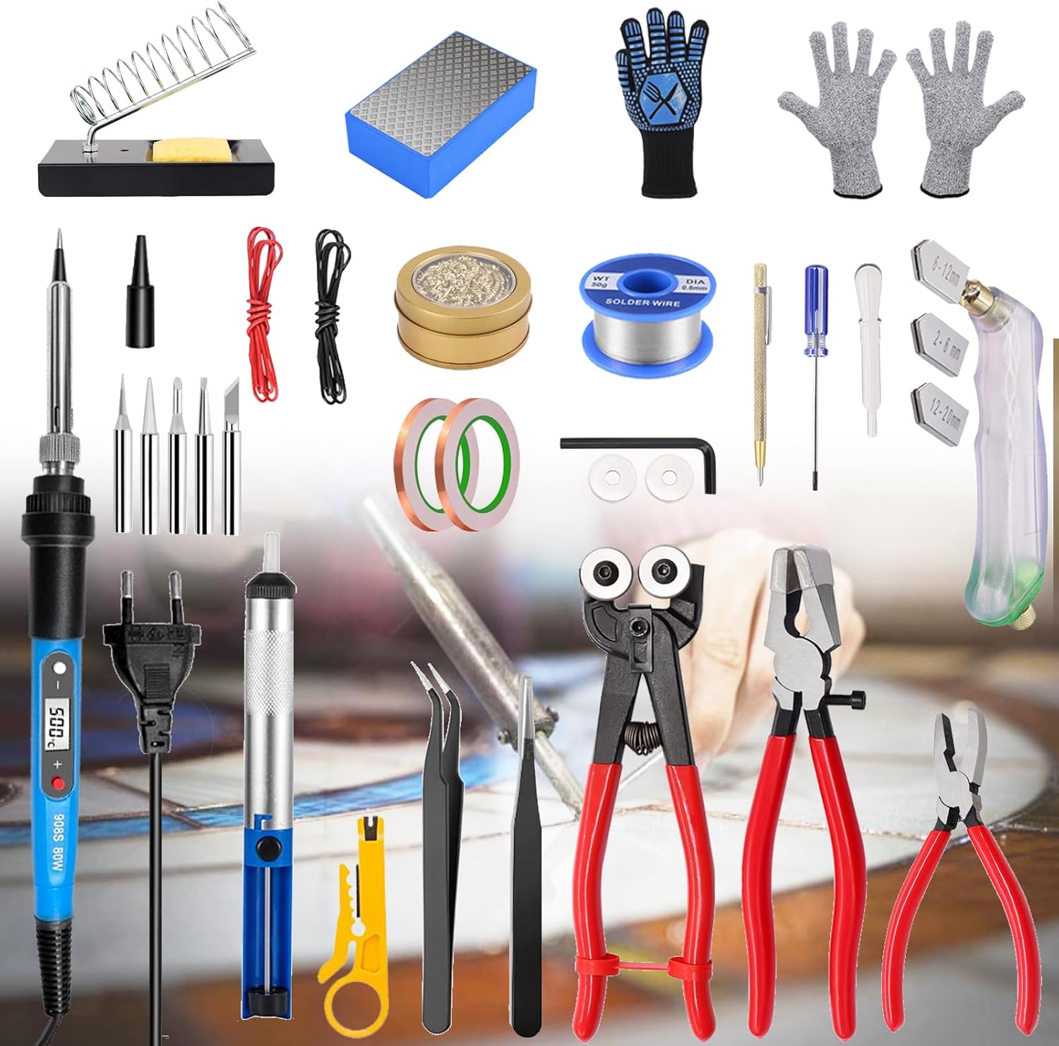 Stained Glass Kit, Stained Glass Kits for Adults, Stained Glass Supplies with Glass Cutter Tool Kit, and Soldering Iron Kit, for Stained Glass Making