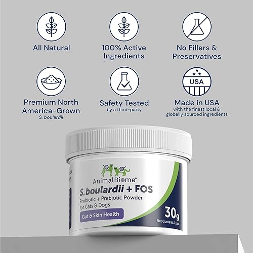 Miniatura 3 de AnimalBiome S boulardii + FOS para gatos y perros probióticos prebióticos - 1.06 oz