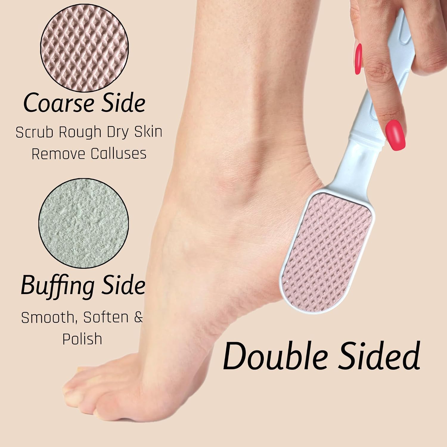Double-Sided Pumice Stone & Foot File Rasp Heels Scraper Scrubber Cracked Feet Instant Exfoliator Buffer Dead Hard Skin Callus Remover – Elbows Hand Feet Pedicure Tool Corn Softener Sole Smoother