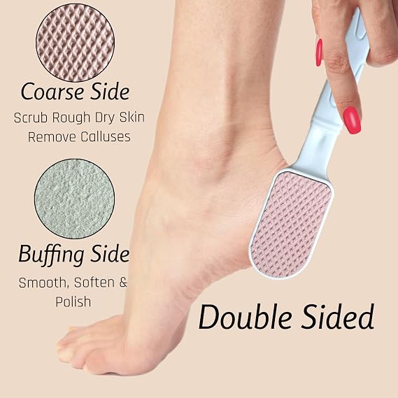 Double-Sided Pumice Stone & Foot File Rasp Heels Scraper Scrubber Cracked Feet Instant Exfoliator Buffer Dead Hard Skin Callus Remover Elbows Hand Feet Pedicure Tool Corn Softener Sole Smoother