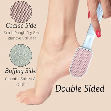 Double-Sided Pumice Stone & Foot File Rasp Heels Scraper Scrubber Cracked Feet Instant Exfoliator Buffer Dead Hard Skin Callus Remover Elbows Hand Feet Pedicure Tool Corn Softener Sole Smoother
