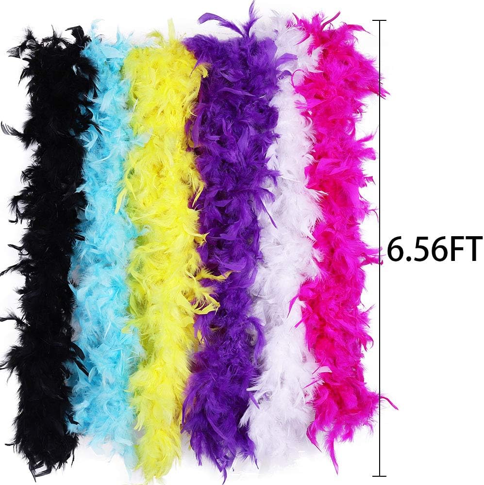 Max Fun 6PCS Mardi Gras Outfit for Women, 6.5ft Mardi Gras Feather Boas Decorations Party Supplies Costume Accessories - Image 2