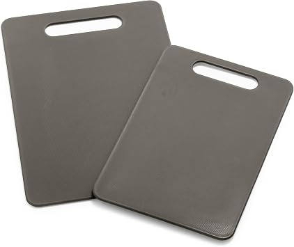 GreenLife Cutting Board Set 8x12 & 10x14, Extra Durable, Meal Prep, Non-Slip, Grip Handles, Crack Resistant, Dishwasher Safe, Reversible, Versatile Kitchen Essentials, Gray