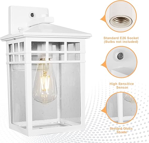 Miniatura 4 de Lámpara de pared para exteriores del atardecer al amanecer, apliques de pared rústicos con vidrio sembrado para porche delantero, linterna de pared