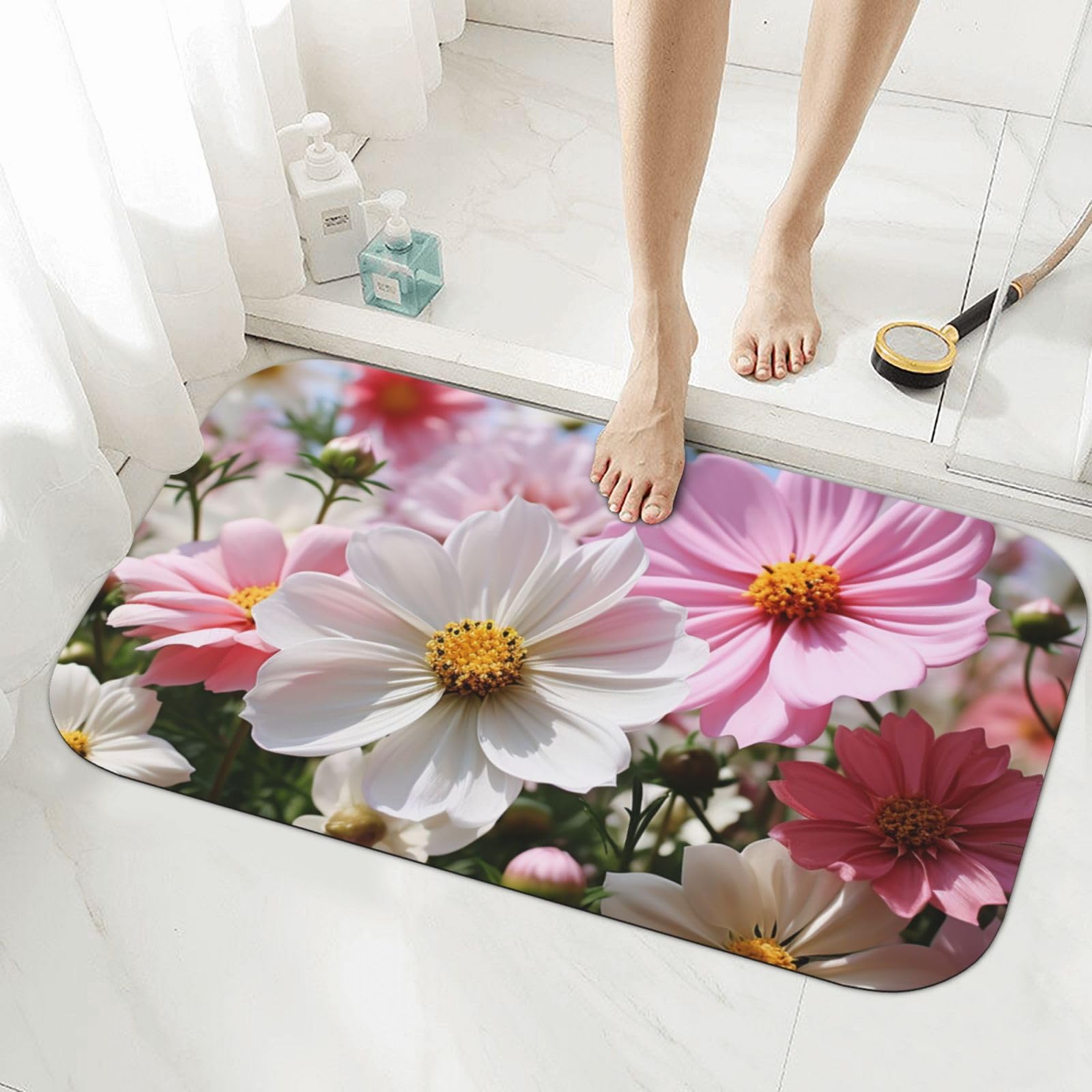 Tapis de sol de salle de bain en pierre pour une douche sereine et sans traces