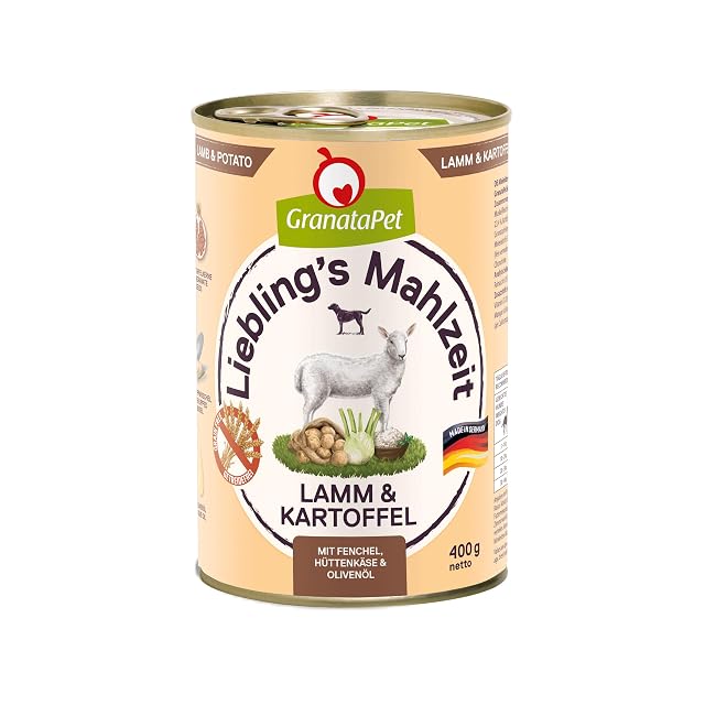 GranataPet Lieblings's Mahlzeit Cordero y Patata, Comida húmeda para Perros