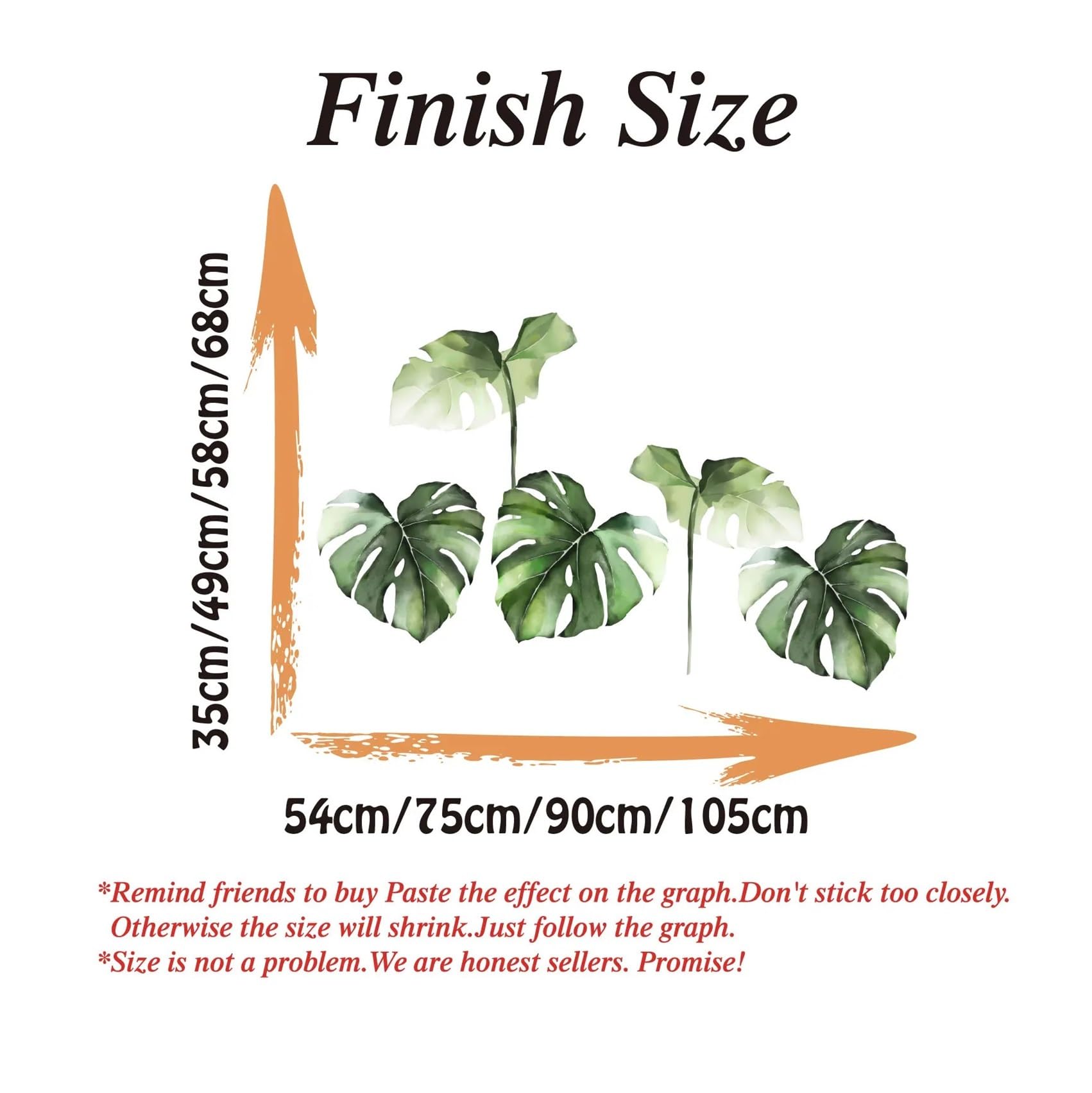 Pegatinas de Pared Hojas de Palmera Acuarela Monstera selva tropical hojas pegatinas de pared palmera verde calcomanías dormitorio(105cmwidex68cmhigh)