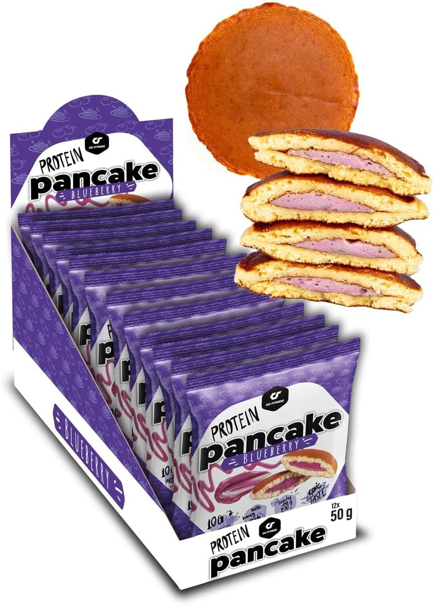 Go Fitness 12 Protein Pancakes - High Snack, Freshly Baked & Extremely Delicious Bar Alternative With 10 G Per Pancake (Blueberry)
