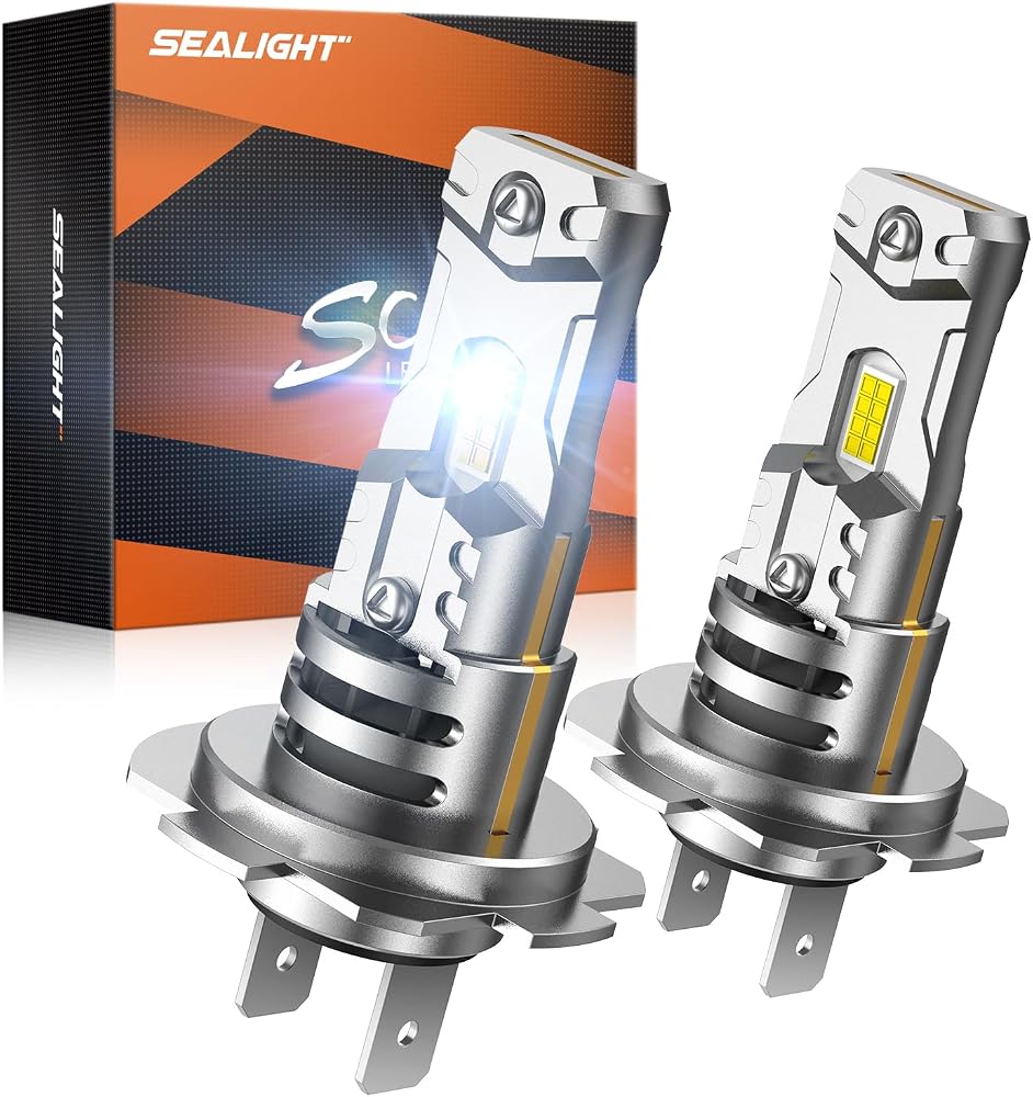 SEALIGHT h7 LED 전구, 60,000LM 6500K 출력 Canbus 지원, 파워스포츠 IP68 80000Hrs 수명, 1:1 사이즈 3분 설치, 2팩 — 사진 1