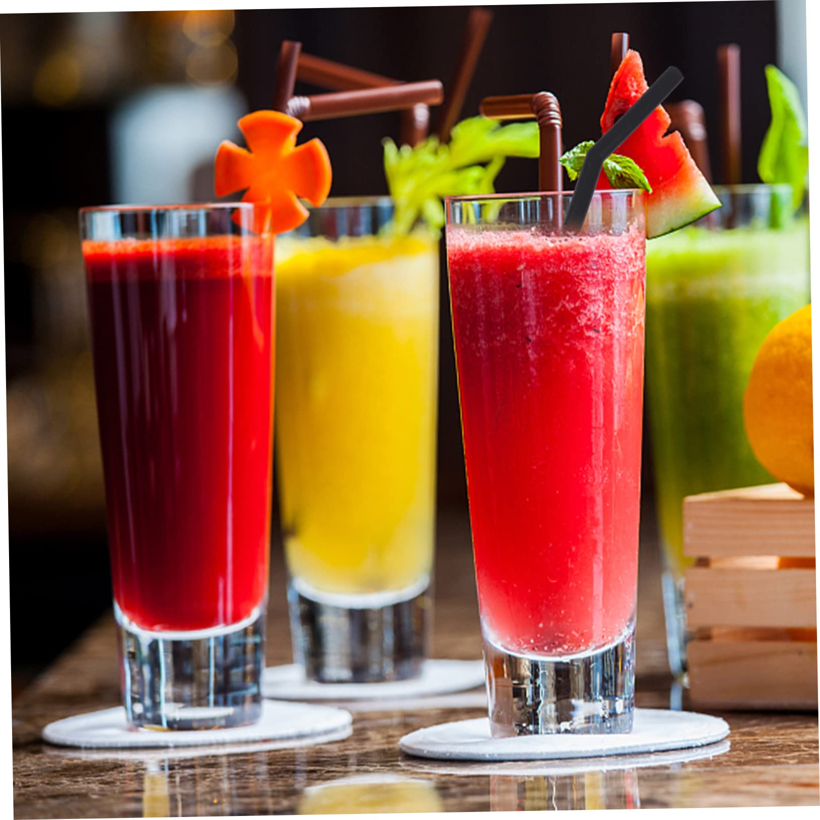 TOPBATHY 48 Stück 1 Satz Strohhalm aus schwarzem Silikon Reisestrohhalme wiederverwendbare Safthalme kinder strohhalme smoothie strohhalme Strohreinigerbürste praktische Milchstrohhalme