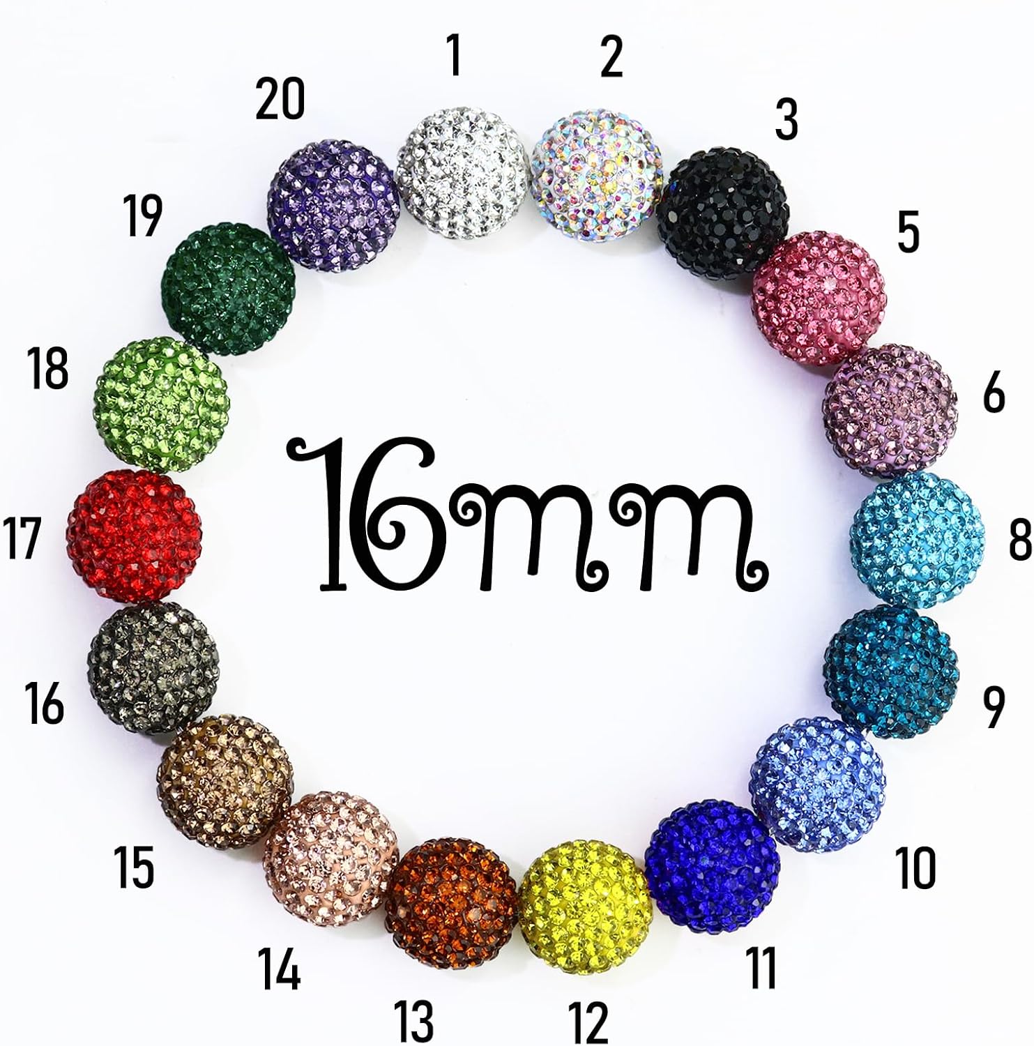 Dowarm 16MM Red Rhinestone Beads for Crafting, Round Polymer Clay Crystal Beads for Jewelry Making Bracelet Necklace Earring Beaded Pen, Fancy Shamballa Pave Disco Ball Diamond Bead, 20PCS - Image 4