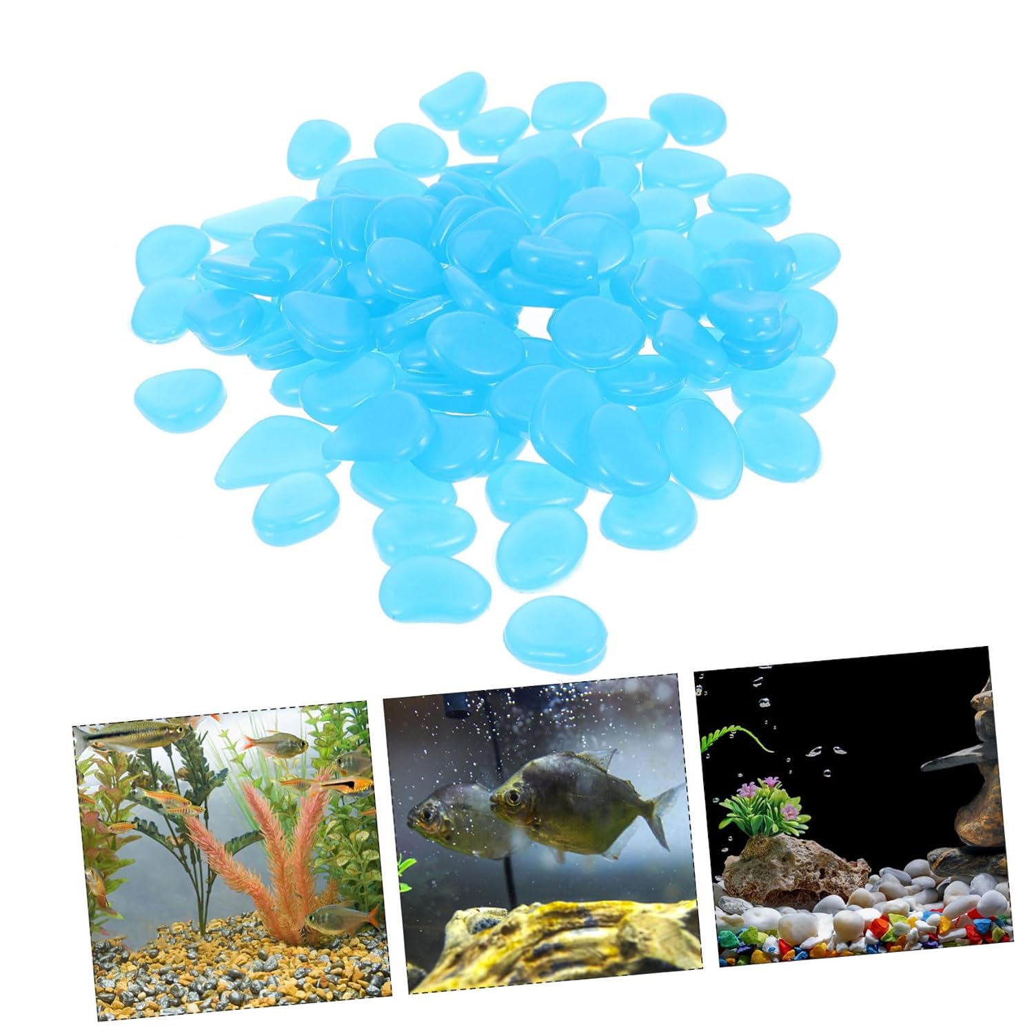 300Pcs Luminous Pebbles for Aquarium and Garden Decor Glowing Stones Durable Fish Tank Gravels for Landscaping Material Enhance Aquatic