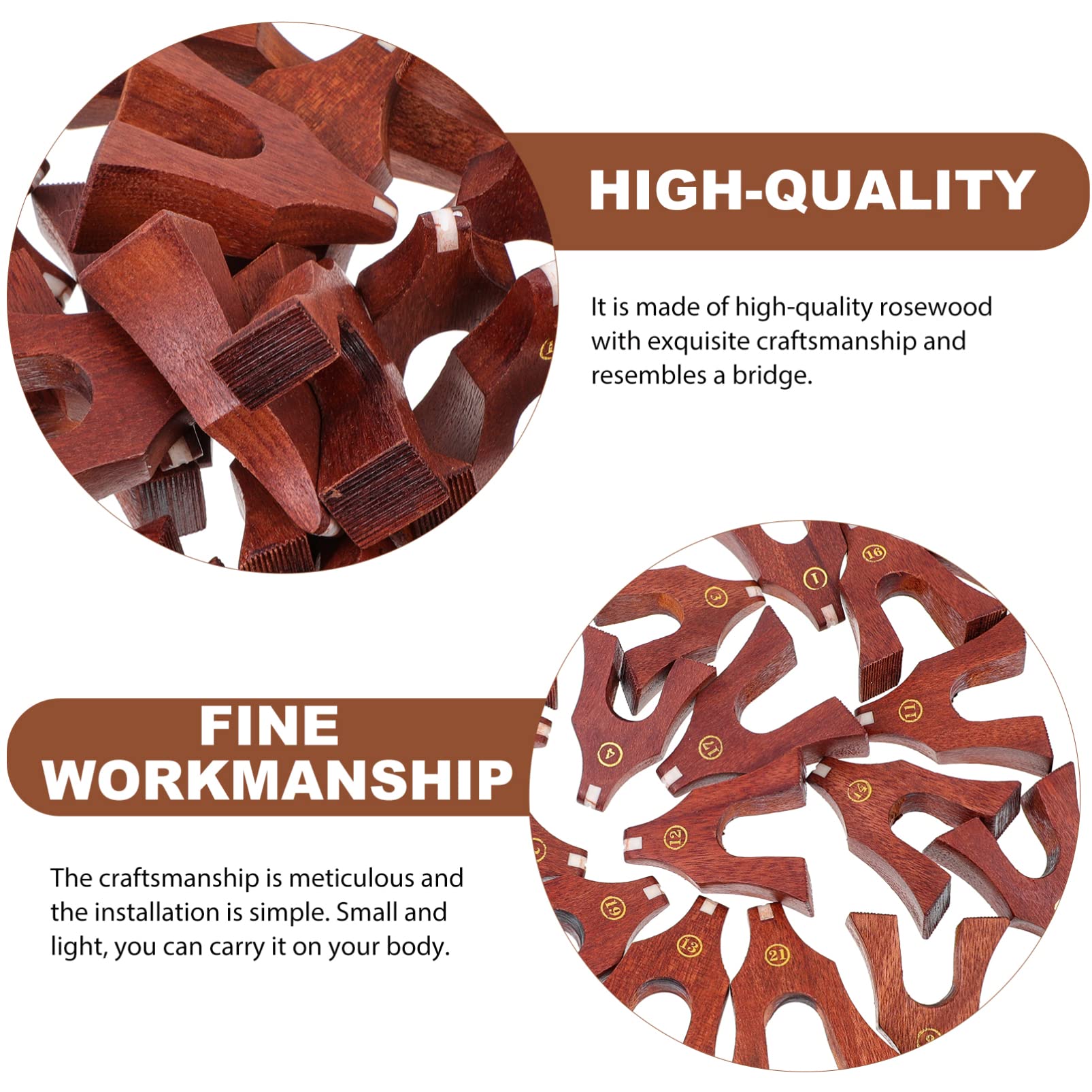 ARTIBETTER 21pcs Guzheng Bridge Set - Rosewood Material - Durable & Practical - Improves Timbre - Light Brown - Image 8