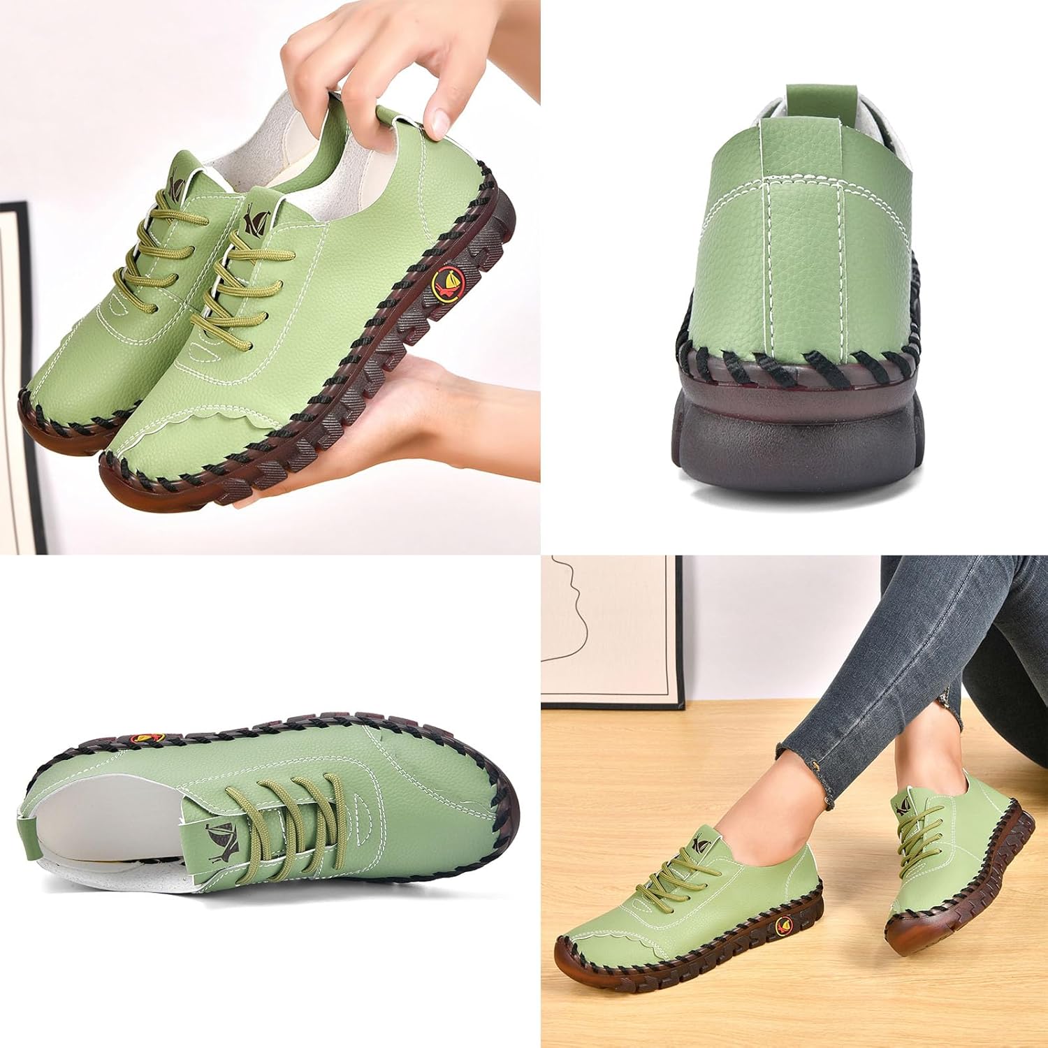 Women's Fashion Genuine Leather Soft Bottom Flat Loafers Comfortable Hand Sewn Non Slip Walking Shoes Orthopedic 4D Pain Relieving Casual Shoes - Image 6