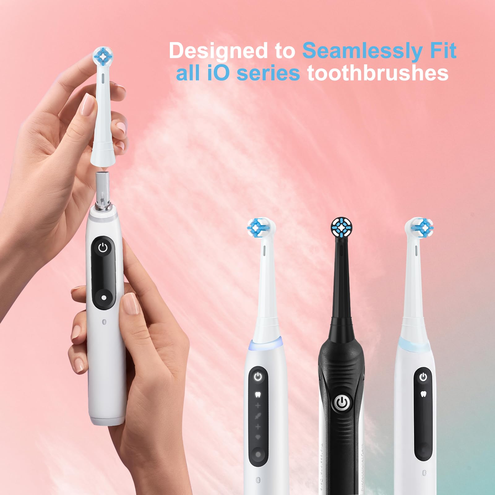 Nueva versión actualizada, cabezales de repuesto para cepillo de dientes eléctrico Braun Oral-B iO 3/4/5/6/7/8/9/10 Series (negro, 4 piezas)