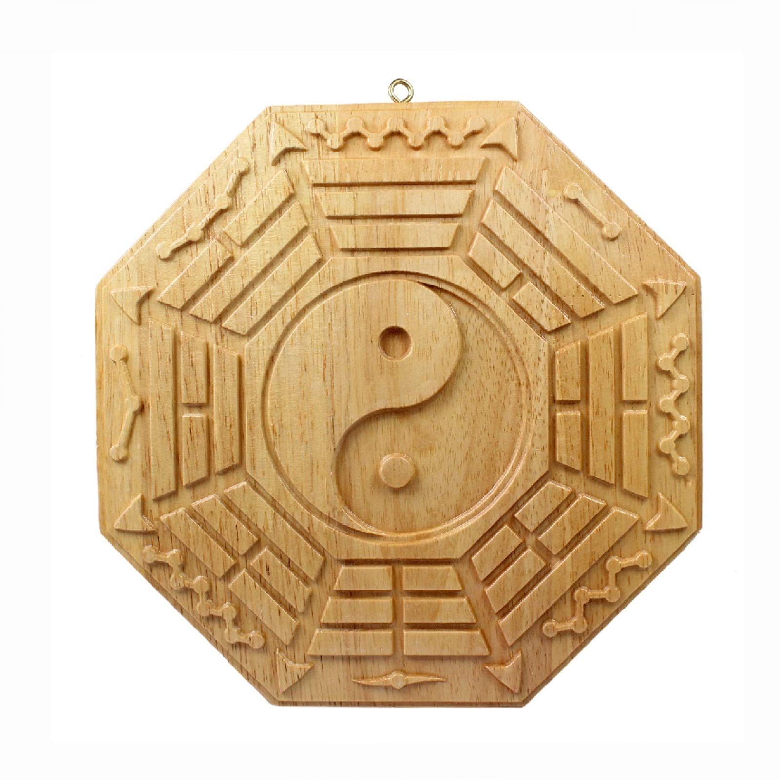 HDBCYUAZ Bagua Mirrors for Home Decor, Feng Shui, Peach Wood, Chinese Culture, Talisman, Mahogany(18cm)