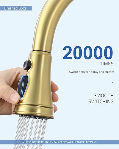 Vista 15 de Cabezal rociador de repuesto para grifo de cocina, con 15 adaptadores, rociador de grifo extraíble con boquilla de 3 funciones, bronce aceitado