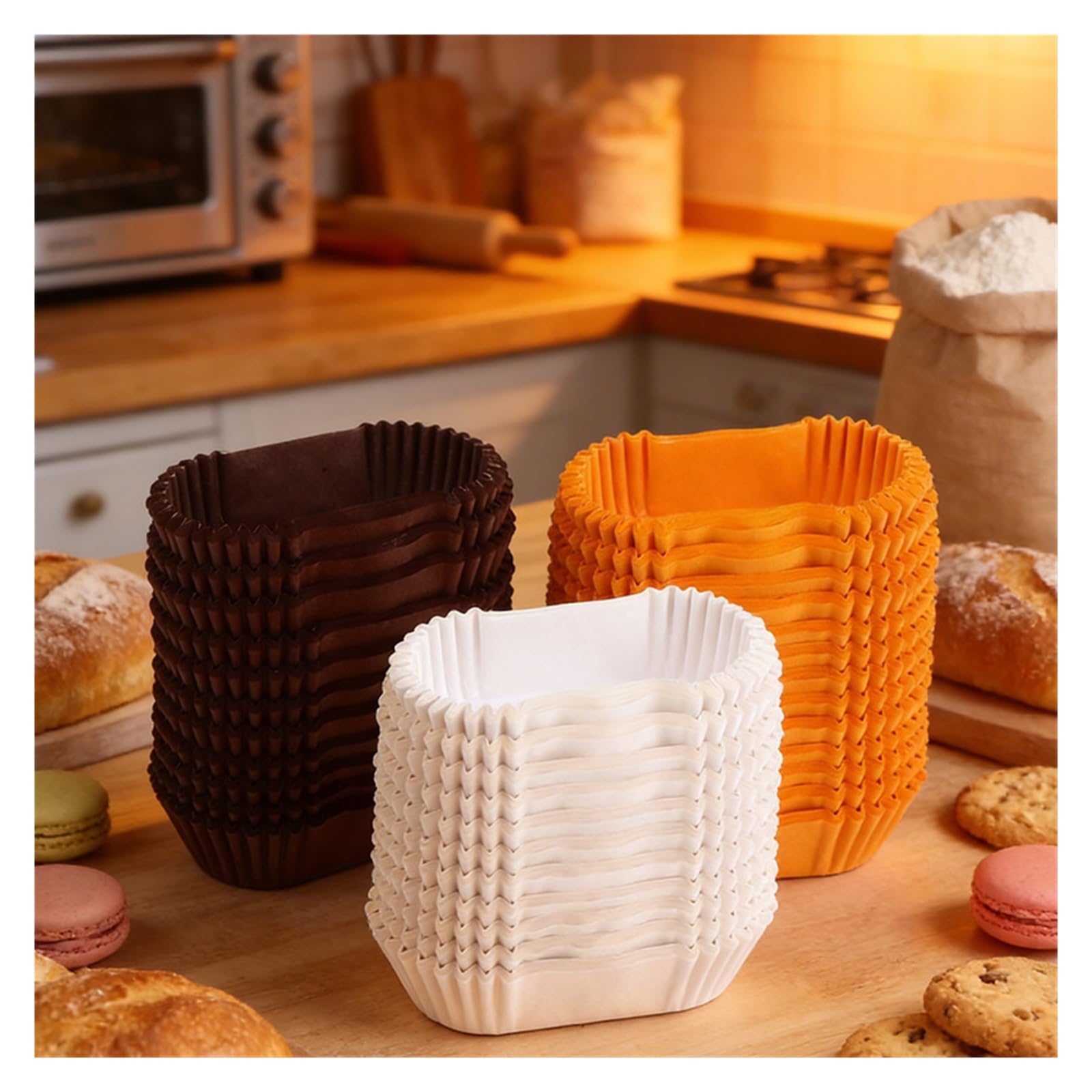 Pirottini ovali da forno 1000 pezzi - Fodere for cupcake a prova di grasso a forma barca, vassoi carta for torte for la cucina(Coffee)