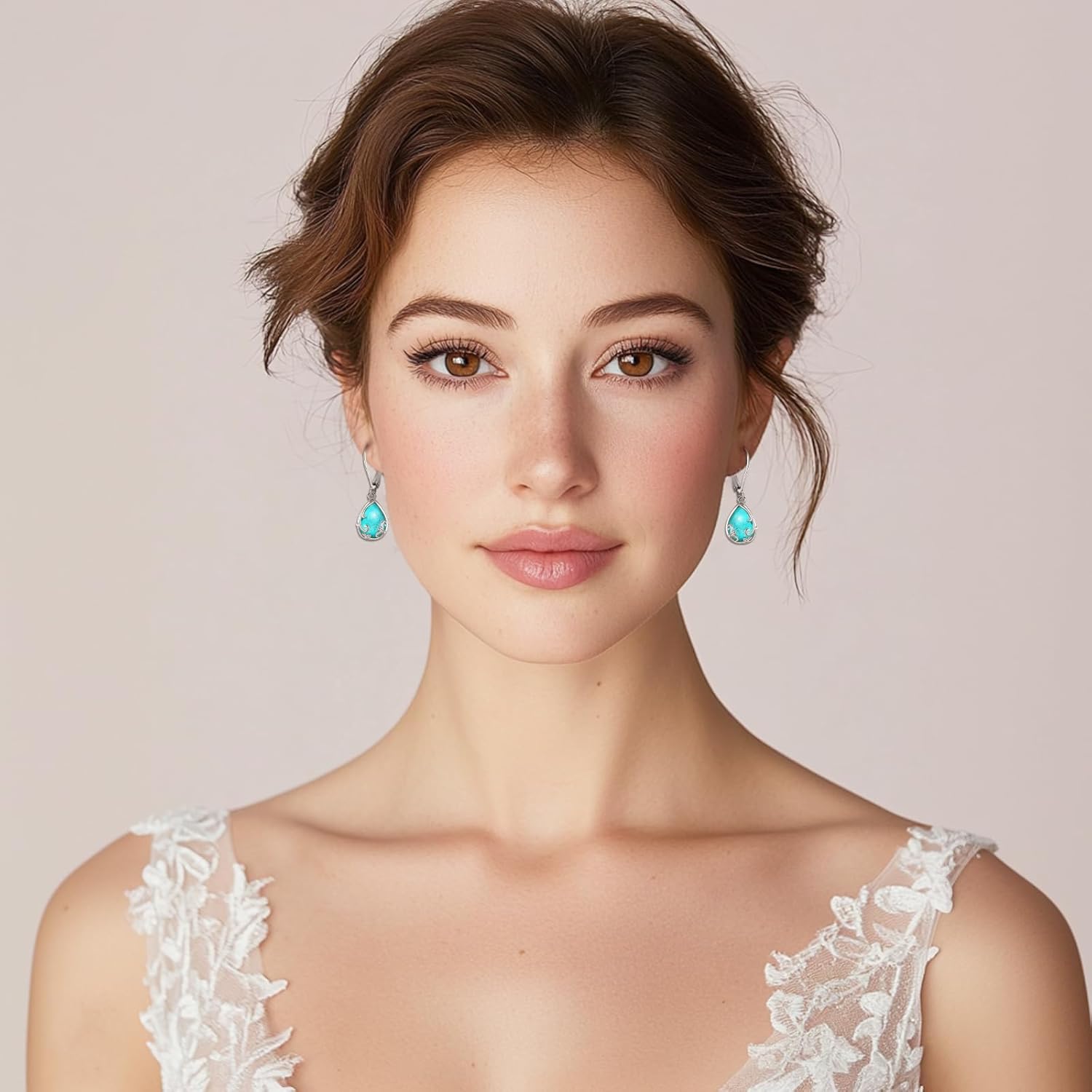 Dangle Earrings Sterling Silver Moonstone/Turquoise/CZ/Crystal Earrings for Women Tree of Life Animal Filigree Leverback Earrings Jewelry Gifts - Image 5