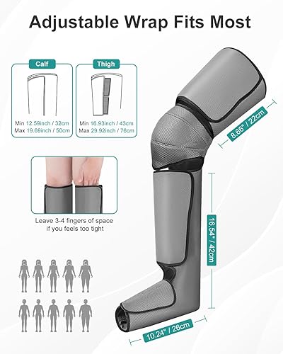Miniatura 6 de Nekteck Masajeador de piernas para circulación y alivio del dolor, compresión de aire, para pies, pantorrillas, muslos, con 2 funciones de calor y 3