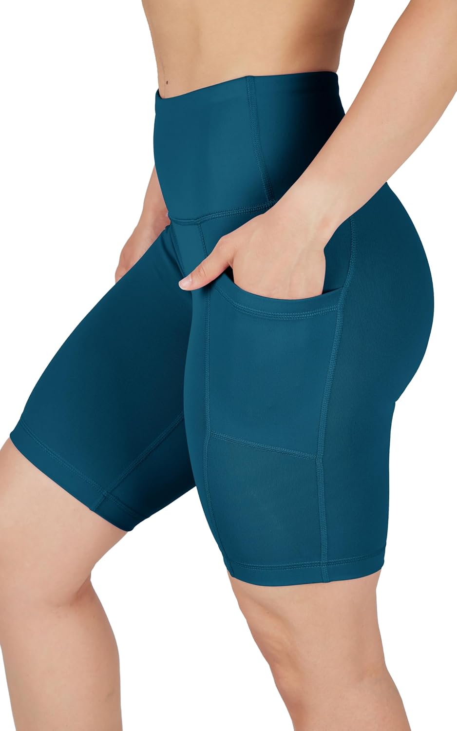 90 Degree By Reflex Womens High Waisted Biker Shorts with Side Pockets Workout Shorts 5”, 7”, 9”