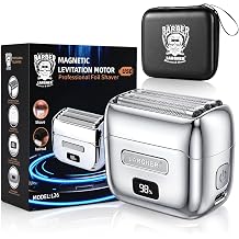 Electric Foil Shaver for Men, Full Metal Electric Razor with 14000 RPM 5 Floating Blades, Waterproof Mini Razor, Rechargeable Shavers Quiet Beard Trimmer LED Display Travel Lock