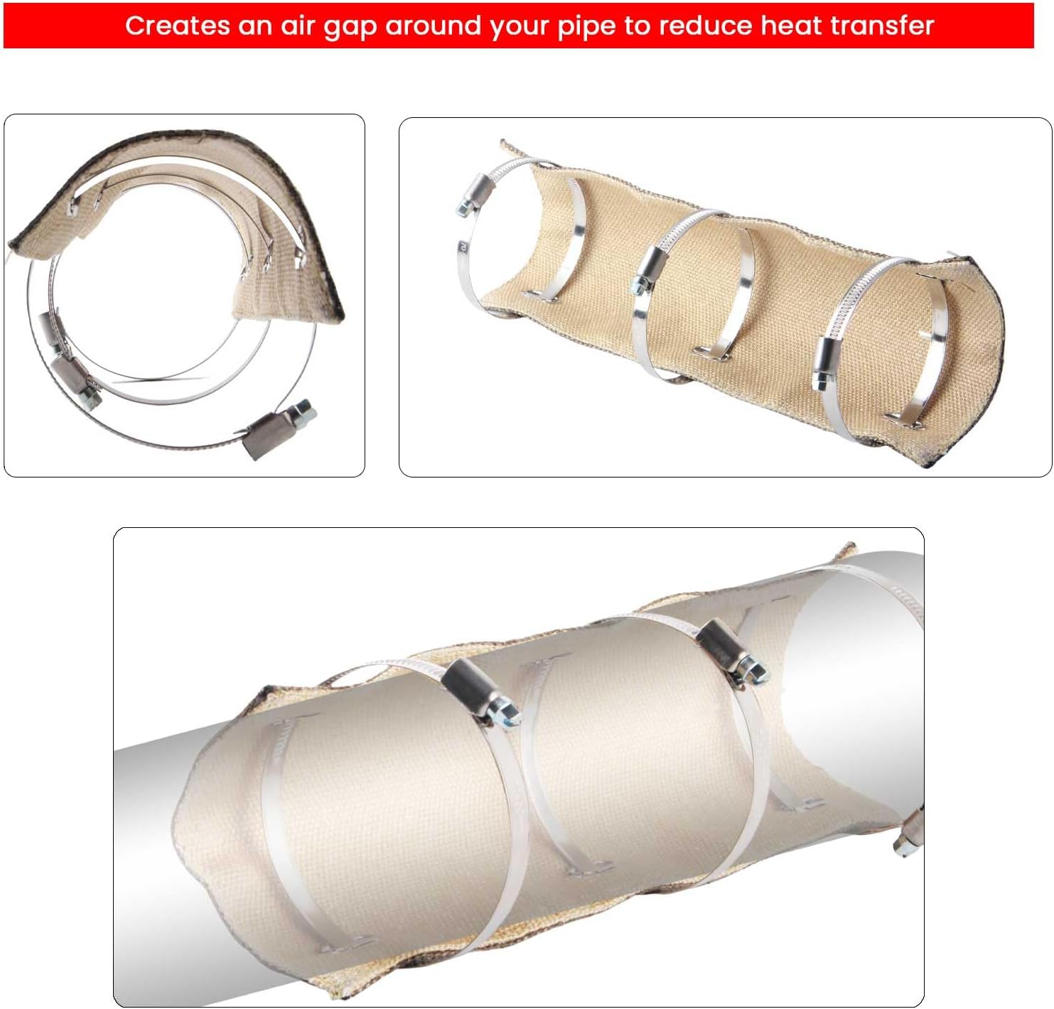 12" x 6" Exhaust Pipe Shield with Gloves, Automotive Exhaust Heat Shield, Motorcycle Exhaust Heat Shield, Muffler Heat Shield Exhaust Wrap Pipe Heat Insulation Protection up to 1350°F