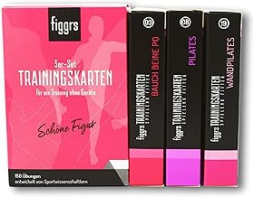 figgrs® 3er-Set "Schöne Figur OHNE Gerät" - 3 Kartensets a 57 Trainingskarten mit 150 Fitnessübungen für einen schlanken & straffen Körper
