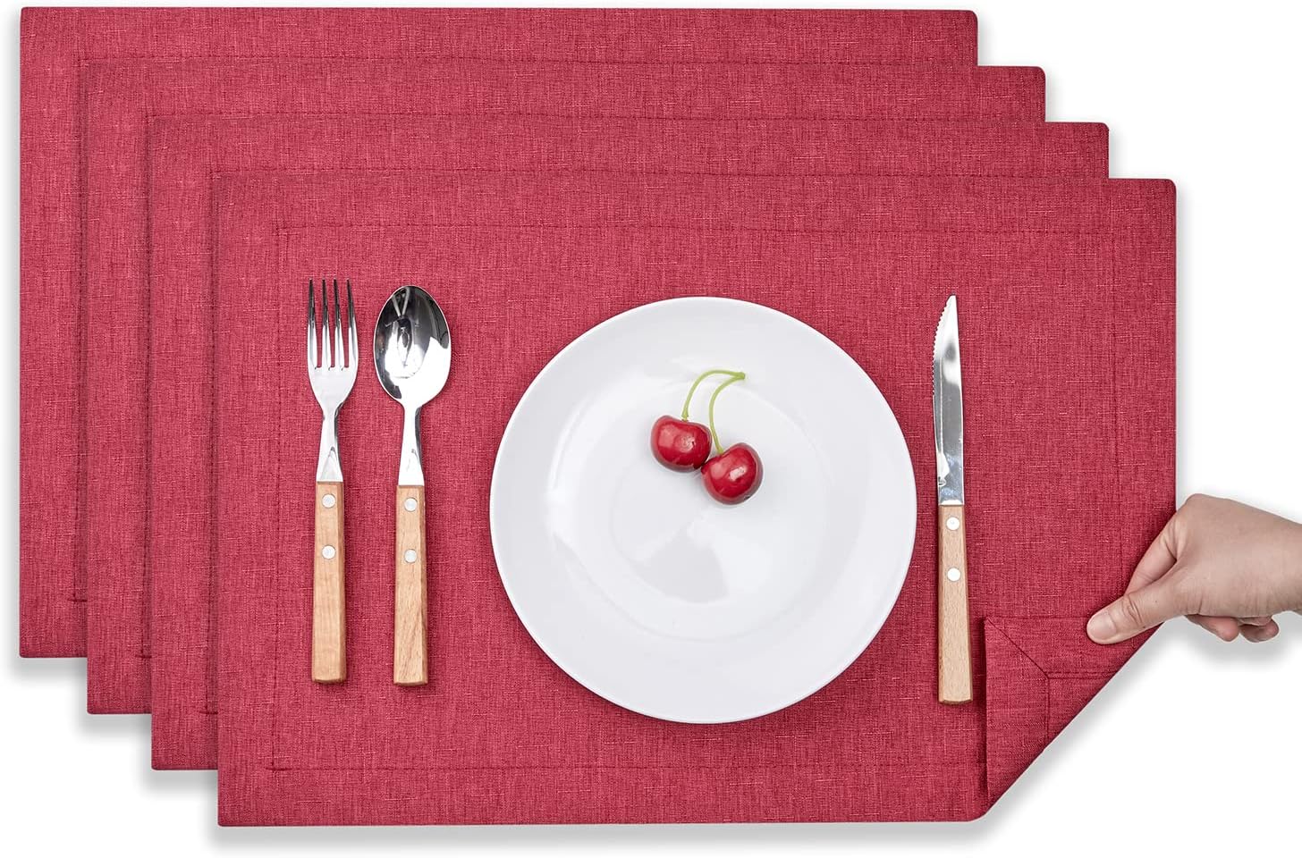 Mebakuk Cloth Placemats Set of 4, Machine Washable Linen