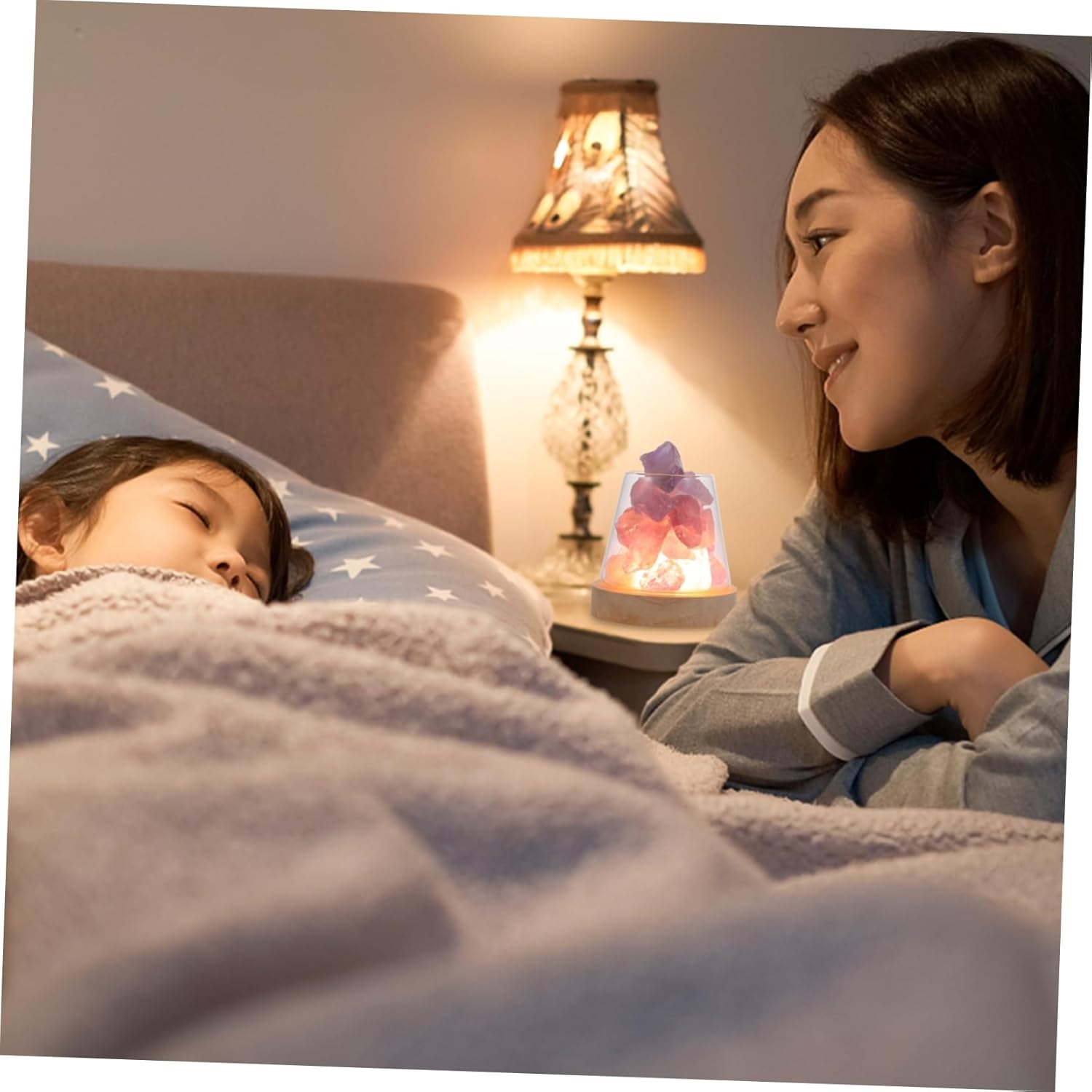 Amosfun Crystal Stone Aroma Lamp Decorative Fragrance Light for Home Bedroom and Office Stylish Water Use for Relaxation and Mood Enhancement