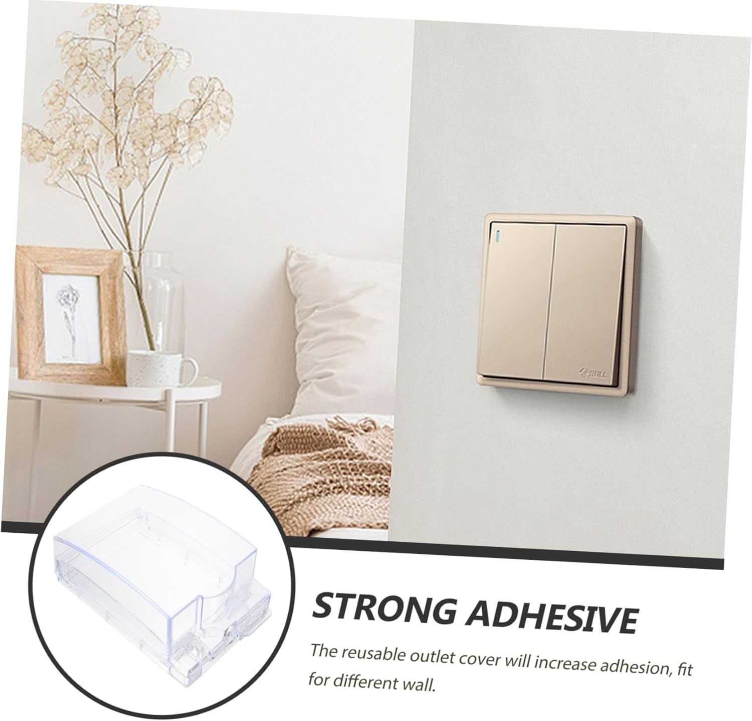 DOITOOL 5pcs Protective Fireproof Socket Cover for Bathroom Adhesive Wall Protector for Safety Easy to Install Design Type