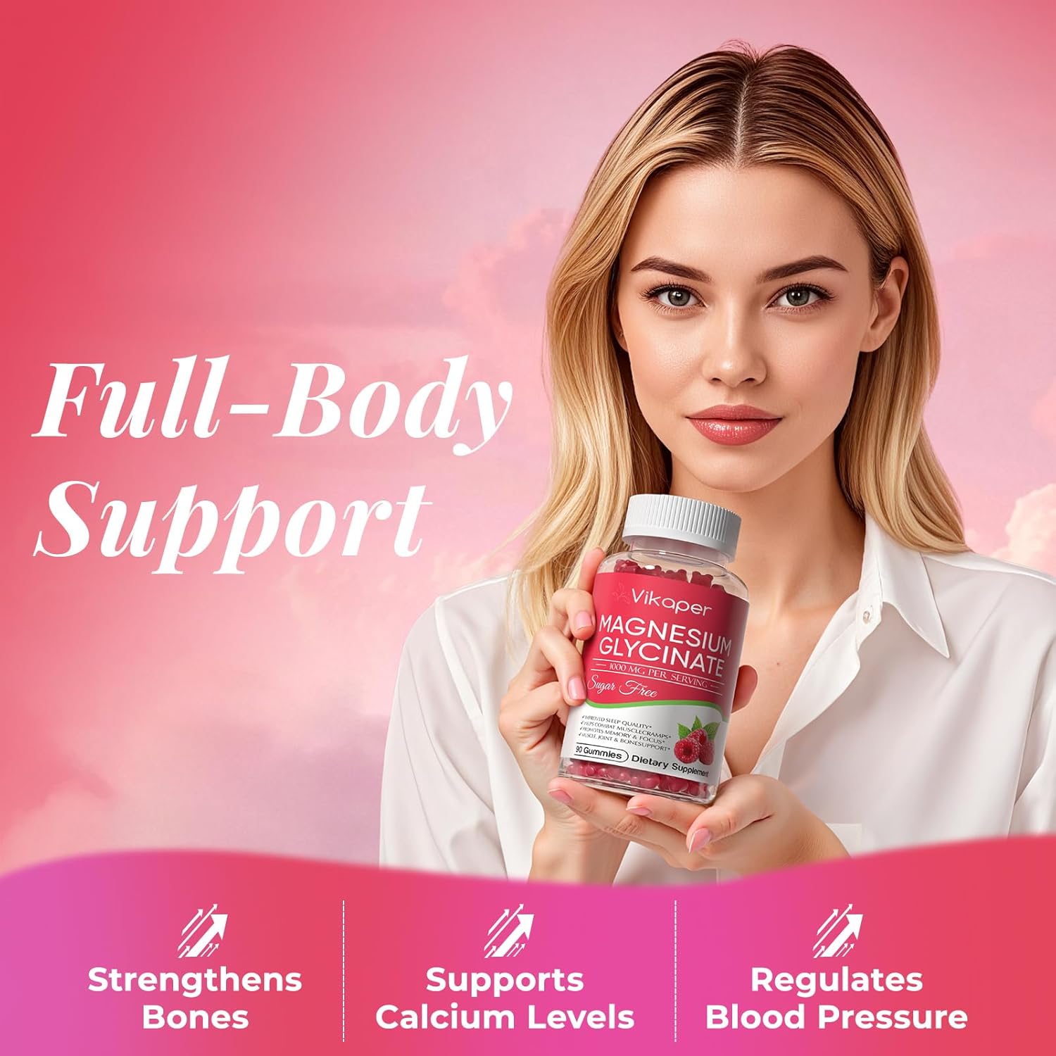 Magnesium Glycinate Gummies 1000mg Sugar Free - Magnesium L-Threonate with Calcium, VIT D3, B6, CoQ10 & Potassium - High Absorption for Sleep, Leg Cramps, Calm Mood & Memory - 90 Raspberry Gummies - Image 7