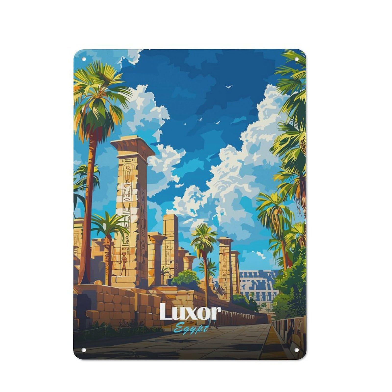 Junmoney Luxor Egypt Travel Shop Front Style Bistro Metal Sign 40X30cm, Cafe Wall Decor For Tea Room, Shop Wall Or Breakfast Area