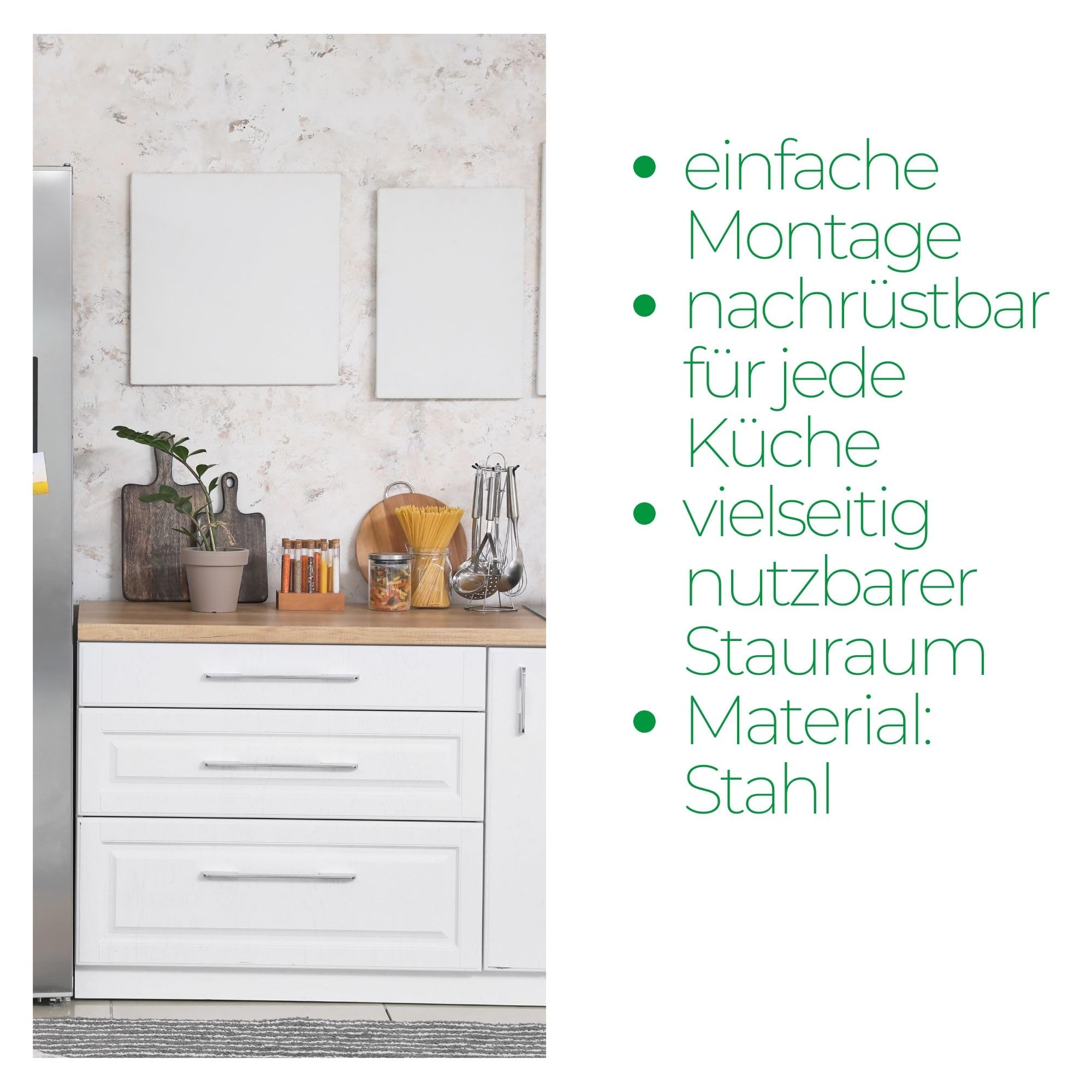 Novaliv 3 STK Teleskop Küchenschubladen 49x44x14cm Nachrüstbare mehr Komfort und Organisation aus hochwertigem Stahl - Teleskopauszug Schubladen Nachrüsten Küche Küchenschubladen